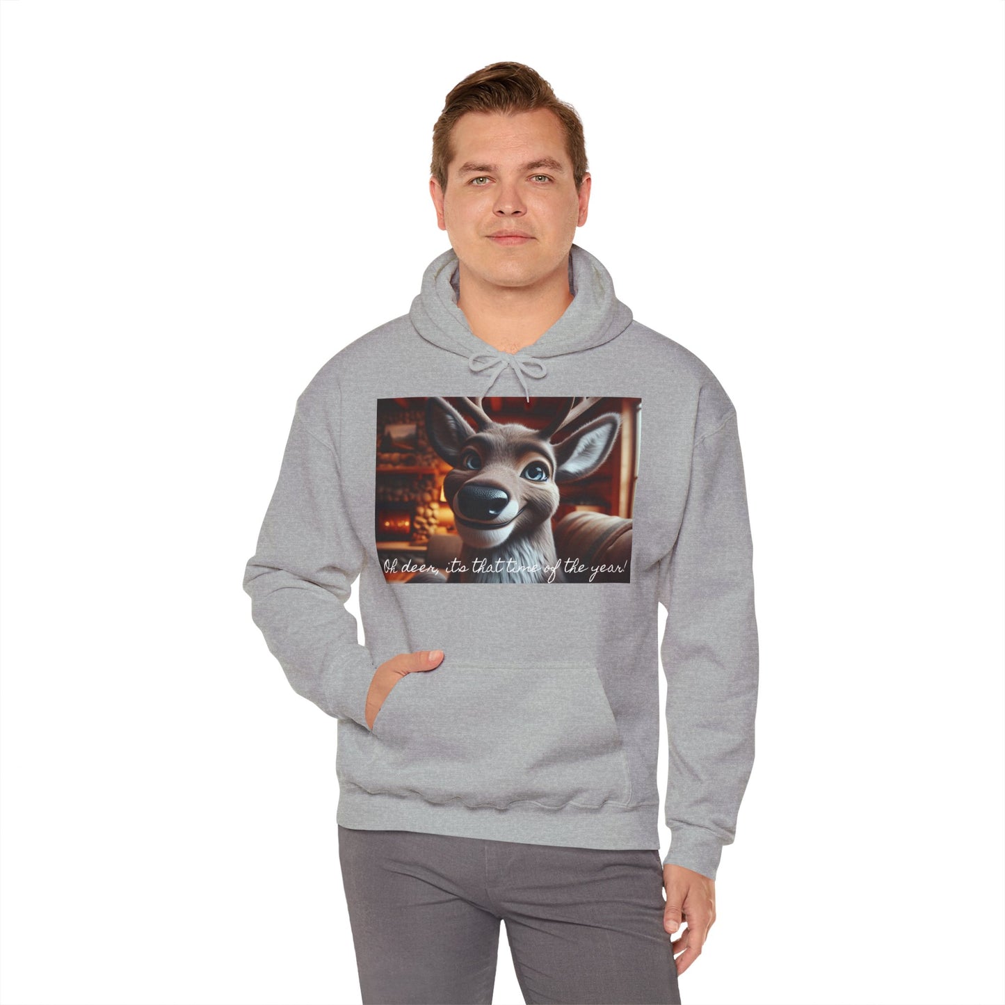 XXXL+ | Men's Hooded Sweatshirt - Oh deer, it's that time of the year!