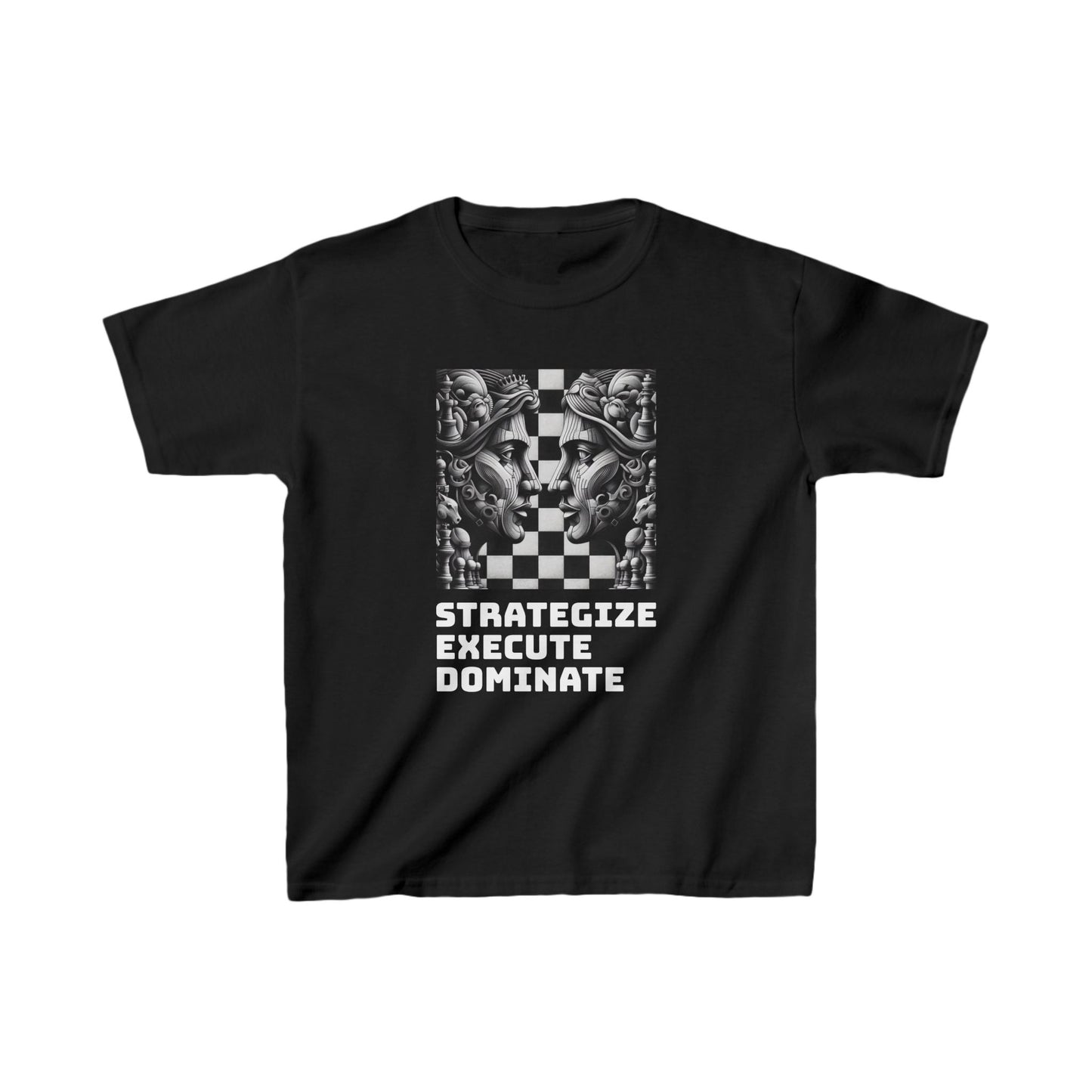Kids' T-Shirt | Strategize. Execute. Dominate. T-shirt | Bold | Chess themed | Kids Heavy Cotton™ Tee