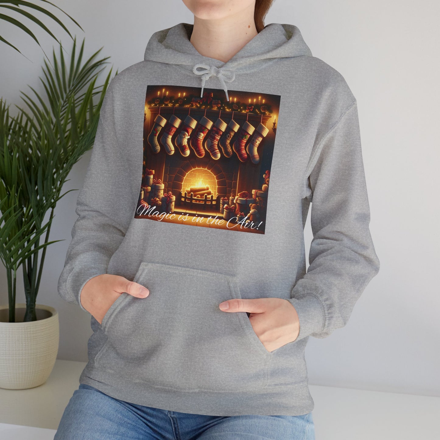 XXXL+ | Women's Hooded Sweatshirt - Magic is in the Air - Christmas Stockings Design