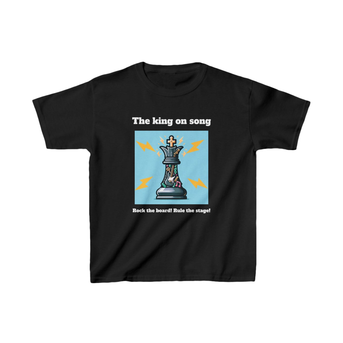Boys' T-Shirt | The King on song. Rock the Board! Rule the Stage! | Bold & Stylish | Chess themed | Kids Heavy Cotton™ Tee