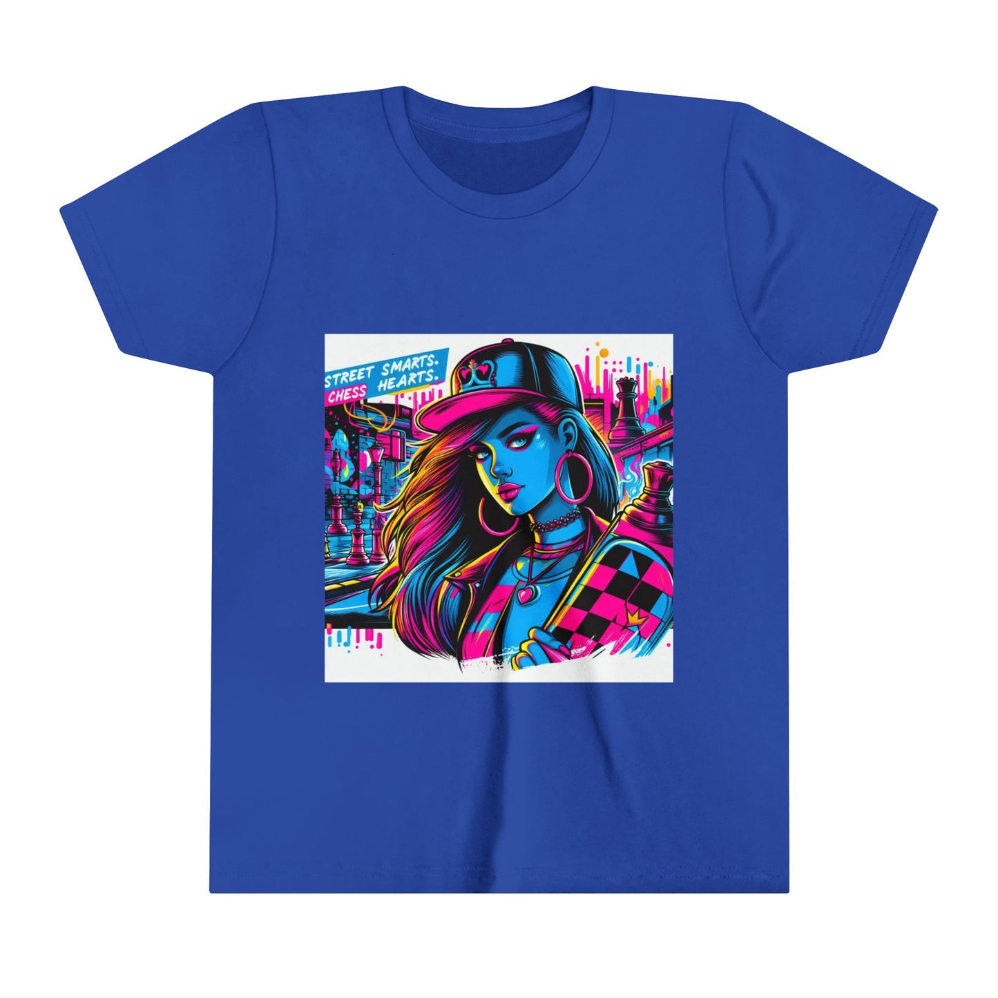 Girls' T-Shirt | Street Smart. Chess Hearts | Chess themed T-shirt | Youth Short Sleeve Tee