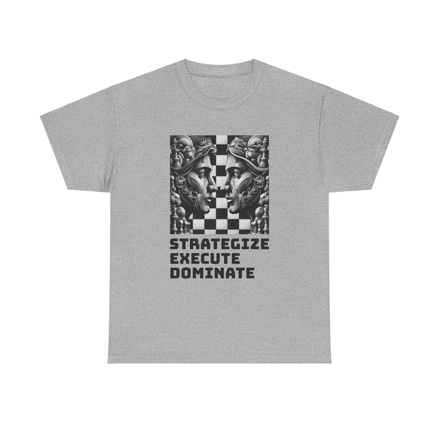 Women's T-Shirt | Strategize. Execute. Dominate. T-shirt | Bold | Chess themed | Women's Heavy Cotton Tee