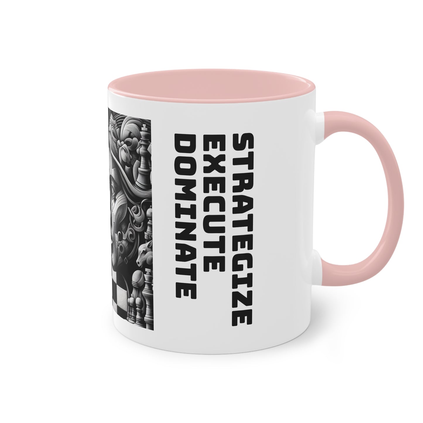 Coffee Mug | Chess themed Coffee Mug | Strategize. Execute. Dominate. Coffee Mug | Two-Tone Coffee Mug, 11oz