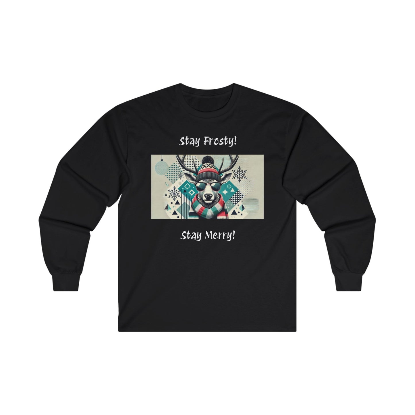 Teen Boys' Long Sleeve Tee - Cool Reindeer with Sunglasses 'Stay Frosty Stay Merry'