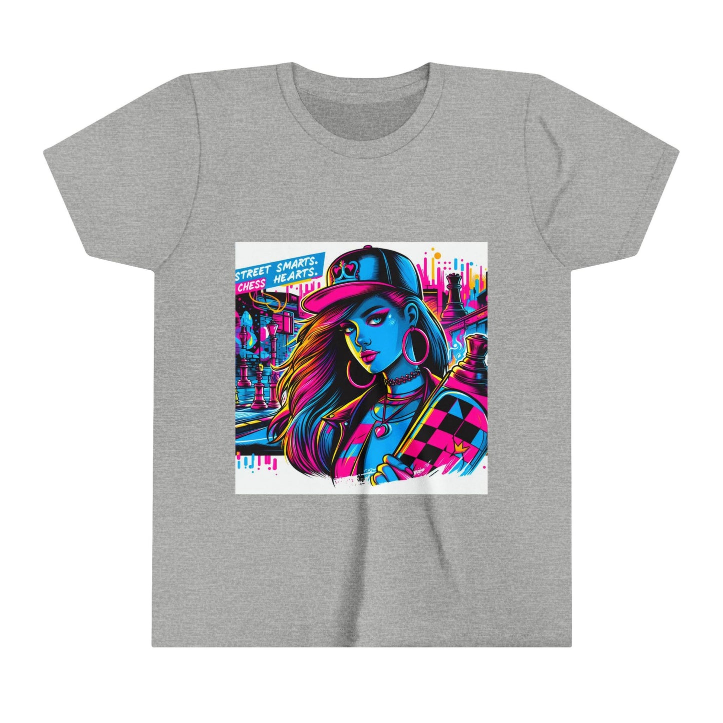 Girls' T-Shirt | Street Smart. Chess Hearts | Chess themed T-shirt | Youth Short Sleeve Tee