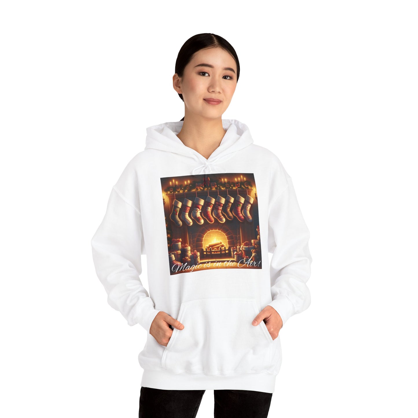 XXXL+ | Women's Hooded Sweatshirt - Magic is in the Air - Christmas Stockings Design