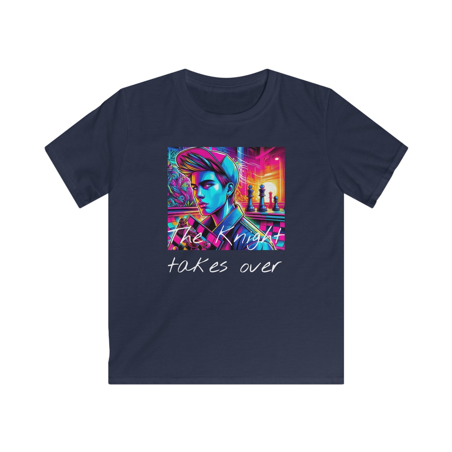 Boys' T-Shirt | The Knight takes over | Chess themed T-shirt | Kids Softstyle Tee