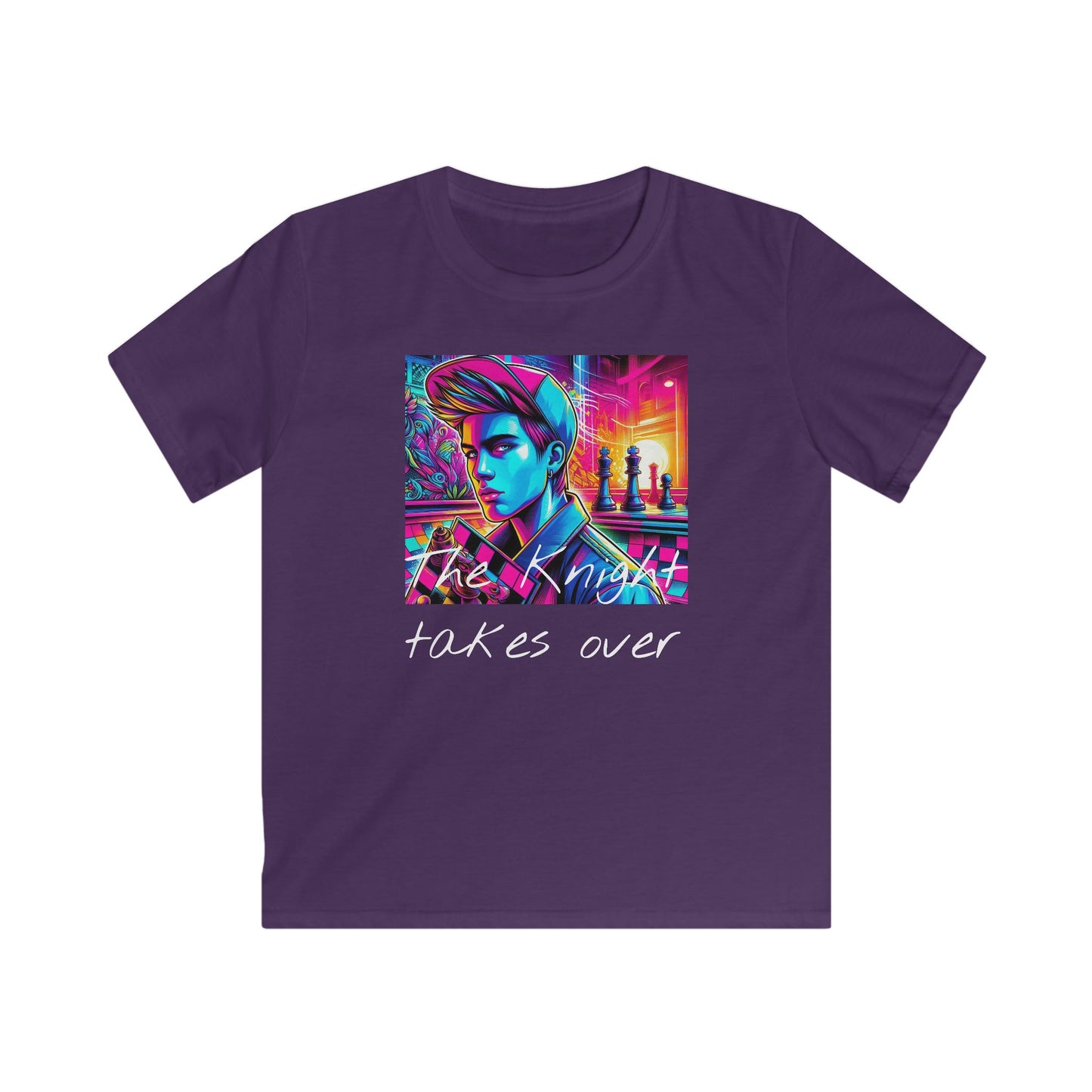 Boys' T-Shirt | The Knight takes over | Chess themed T-shirt | Kids Softstyle Tee