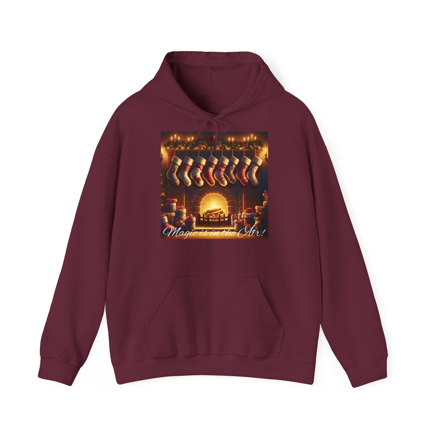Men's Hooded Sweatshirt - Magic is in the Air - Christmas Stockings Design
