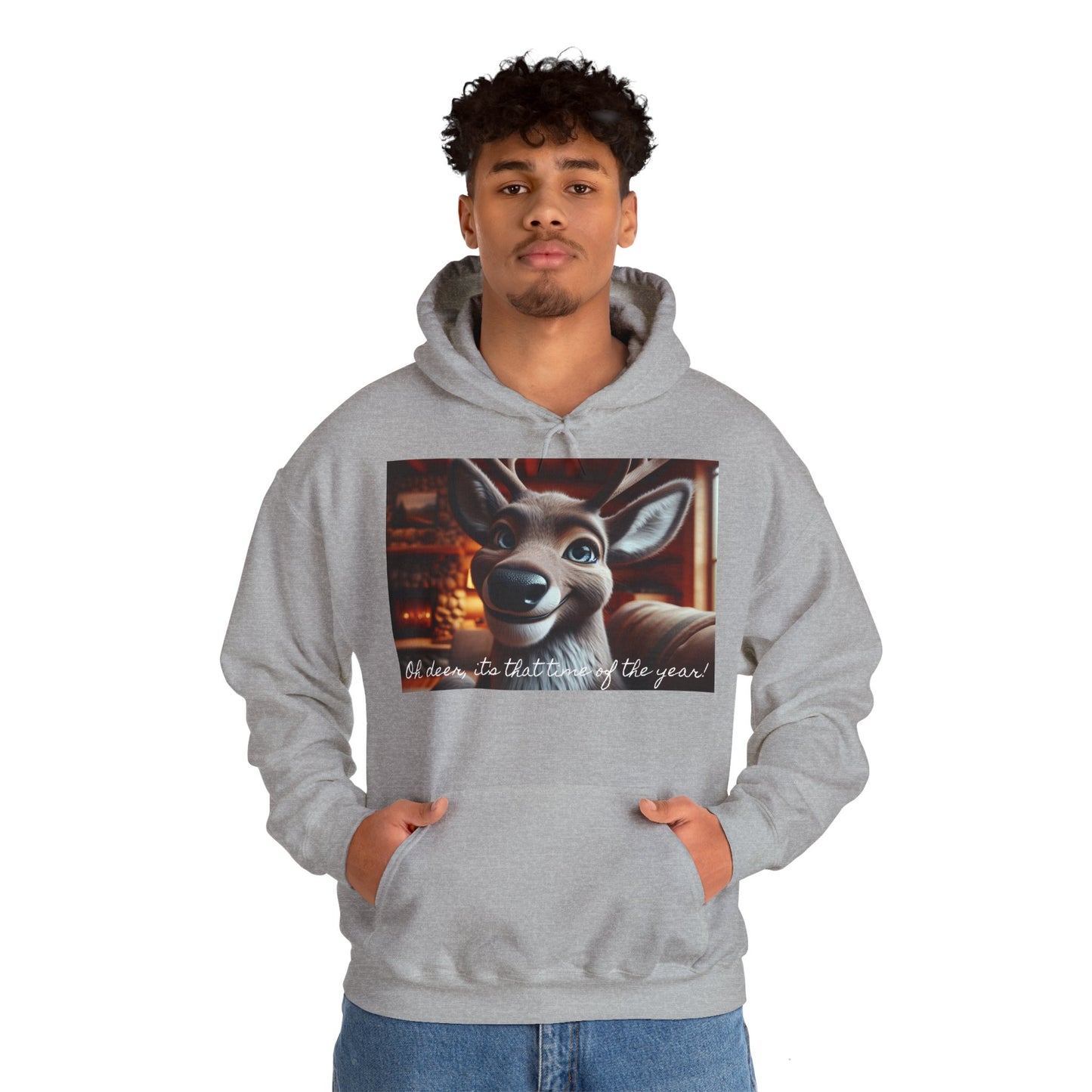 XXXL+ | Men's Hooded Sweatshirt - Oh deer, it's that time of the year!