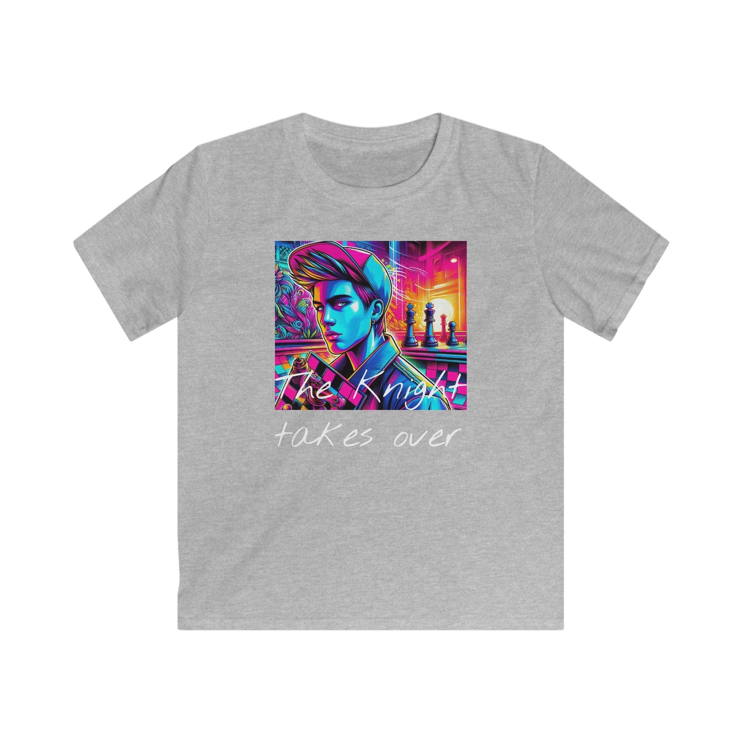Boys' T-Shirt | The Knight takes over | Chess themed T-shirt | Kids Softstyle Tee