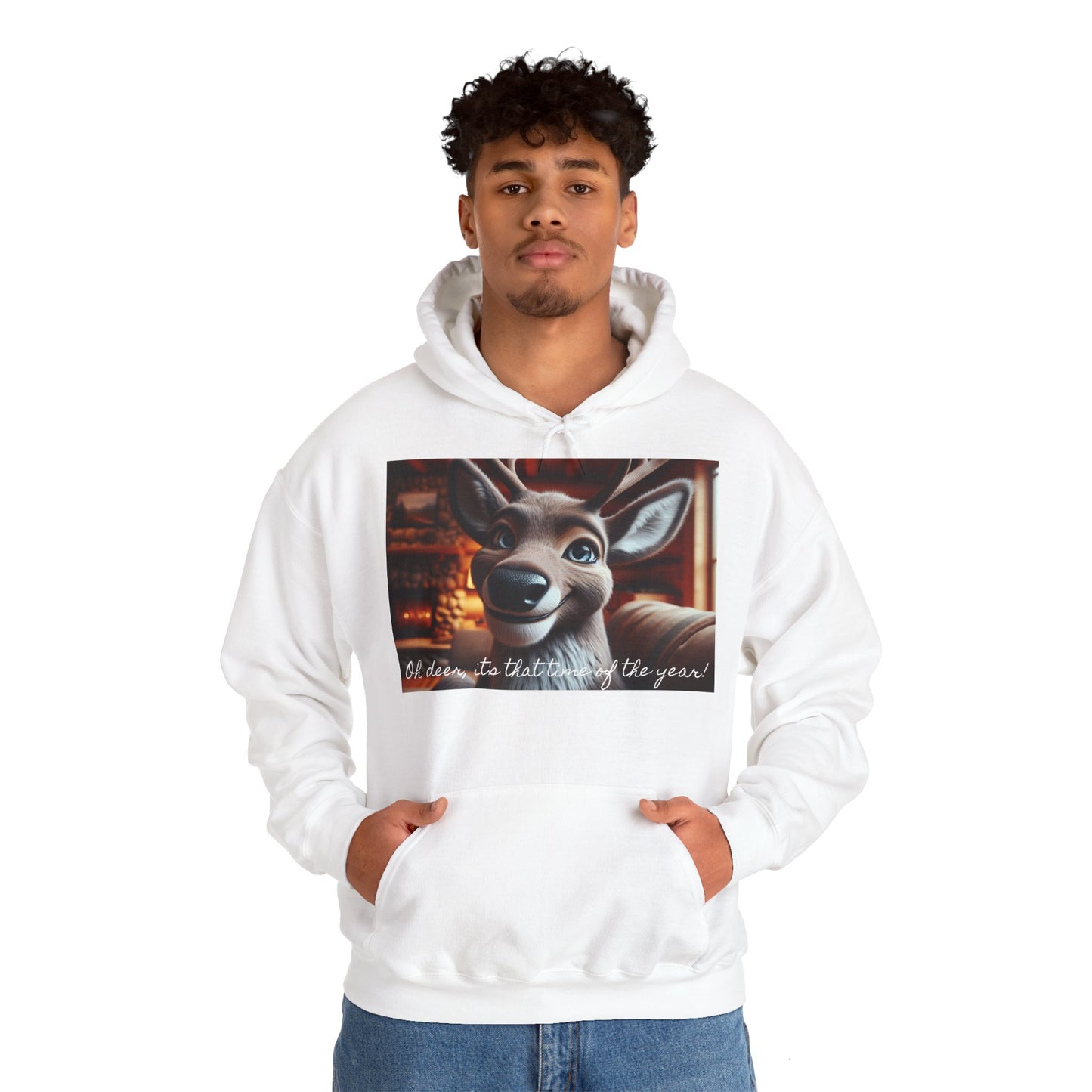 XXXL+ | Men's Hooded Sweatshirt - Oh deer, it's that time of the year!