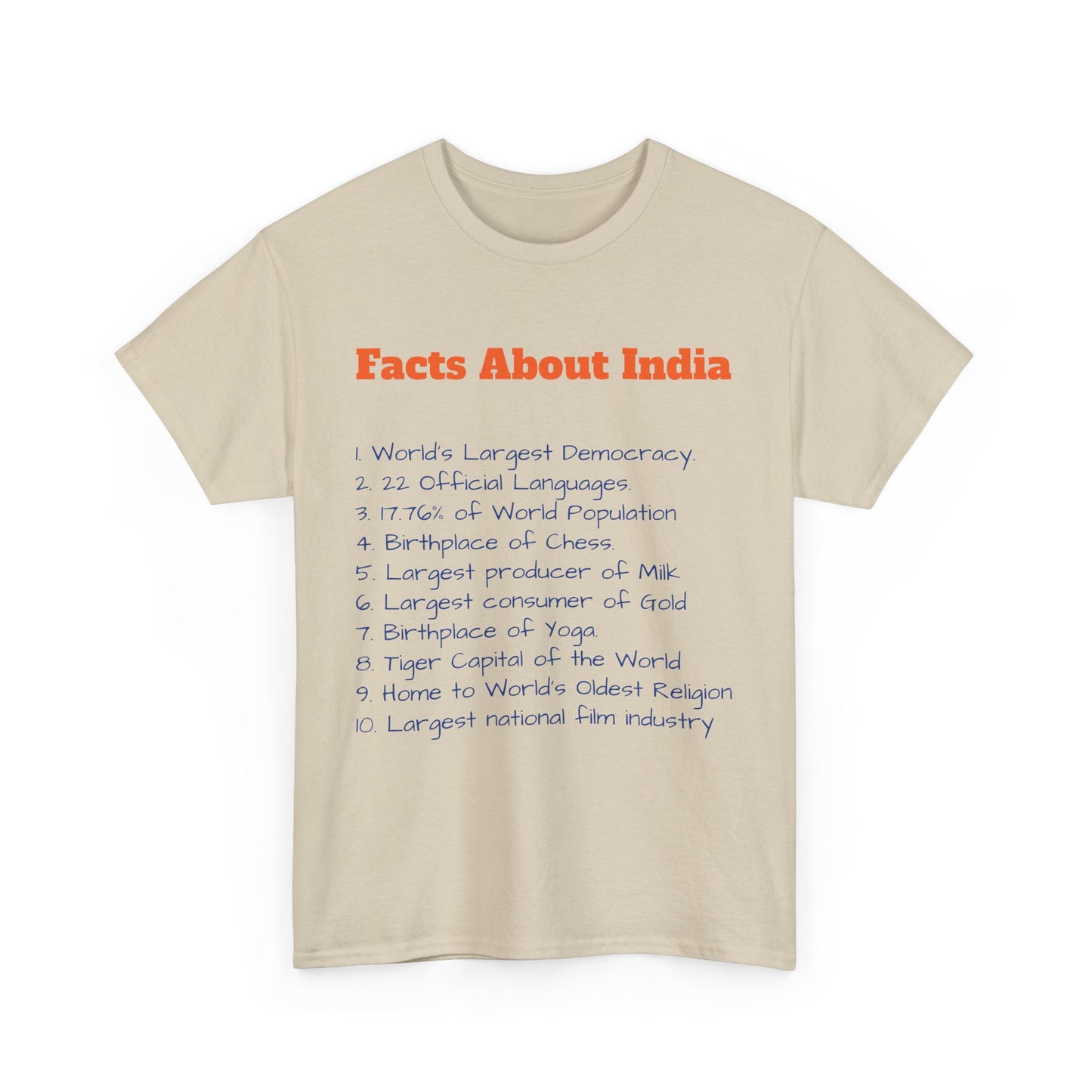 Unisex T-Shirt | Facts about India | Men's T-Shirt | Women's T-Shirt | Unisex Heavy Cotton Tee