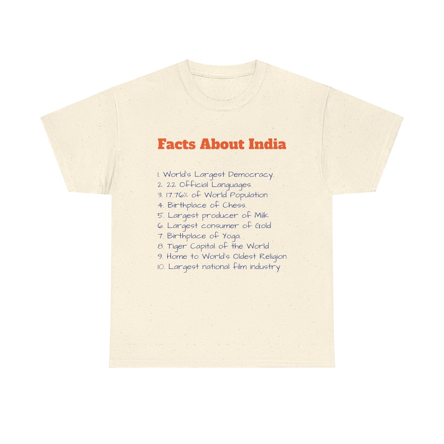 Unisex T-Shirt | Facts about India | Men's T-Shirt | Women's T-Shirt | Unisex Heavy Cotton Tee