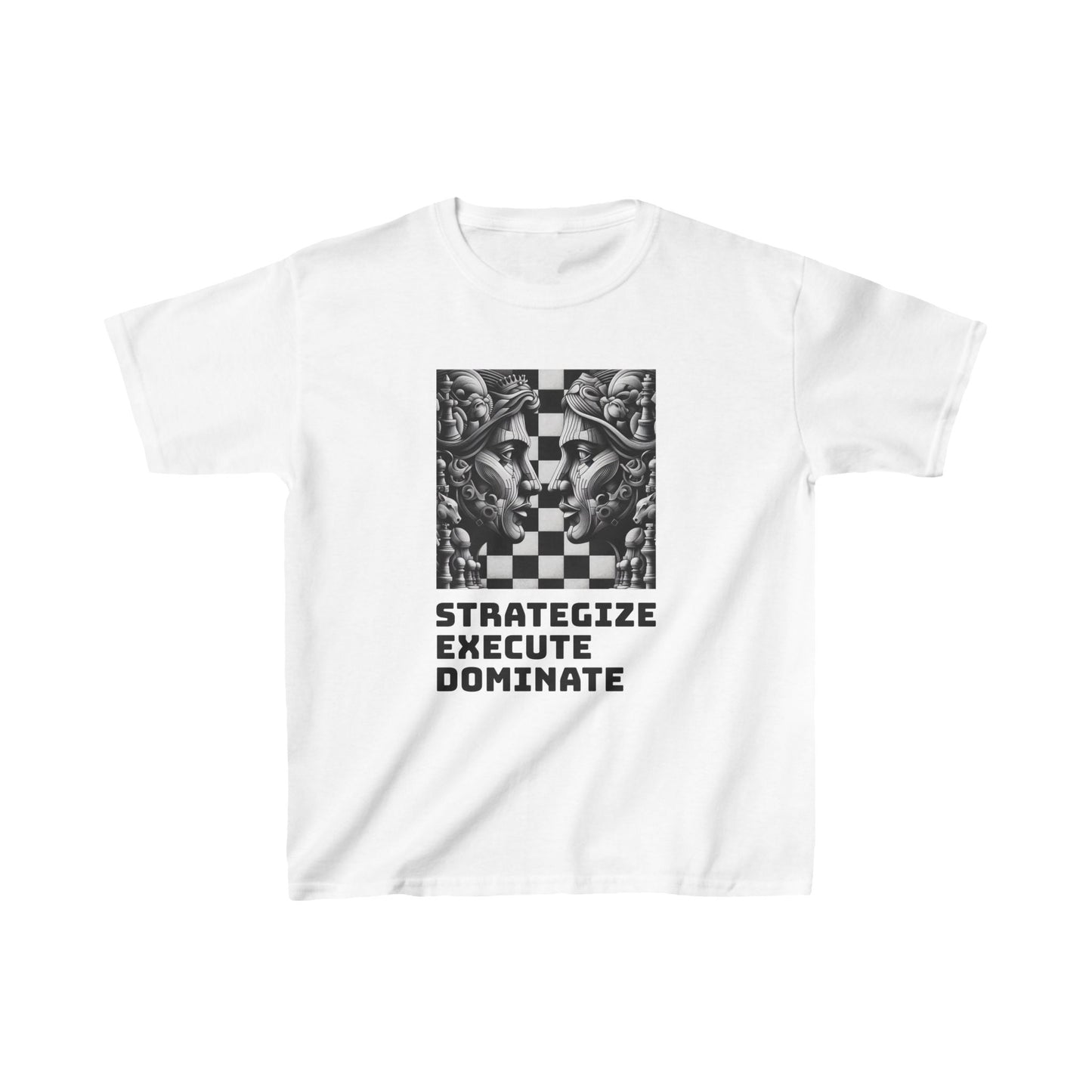 Kids' T-Shirt | Strategize. Execute. Dominate. T-shirt | Bold | Chess themed | Kids Heavy Cotton™ Tee