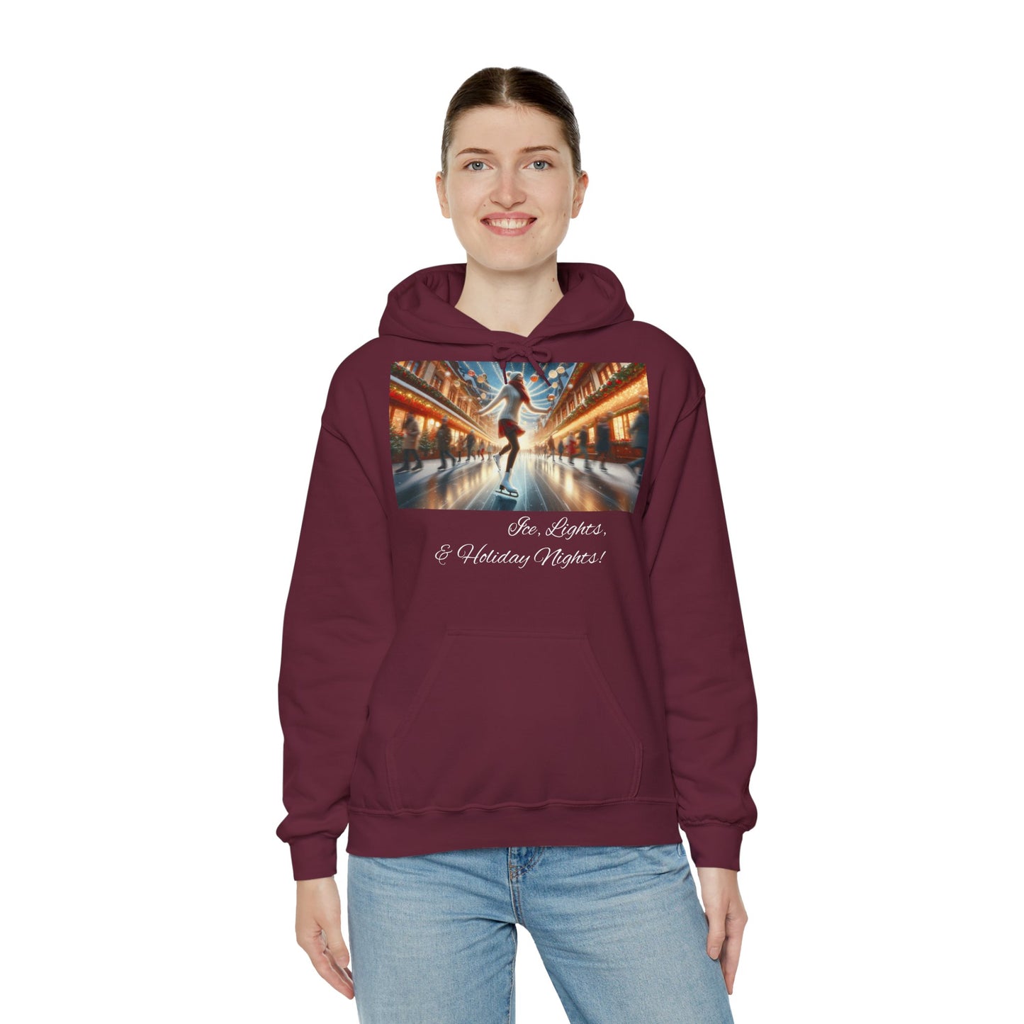 Women's Hooded Sweatshirt - Ice, Lights, & Holiday Nights! Design 02
