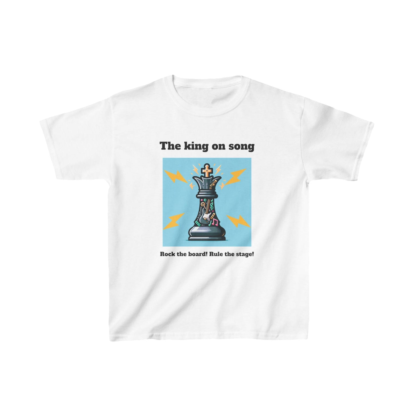 Boys' T-Shirt | The King on song. Rock the Board! Rule the Stage! | Bold & Stylish | Chess themed | Kids Heavy Cotton™ Tee