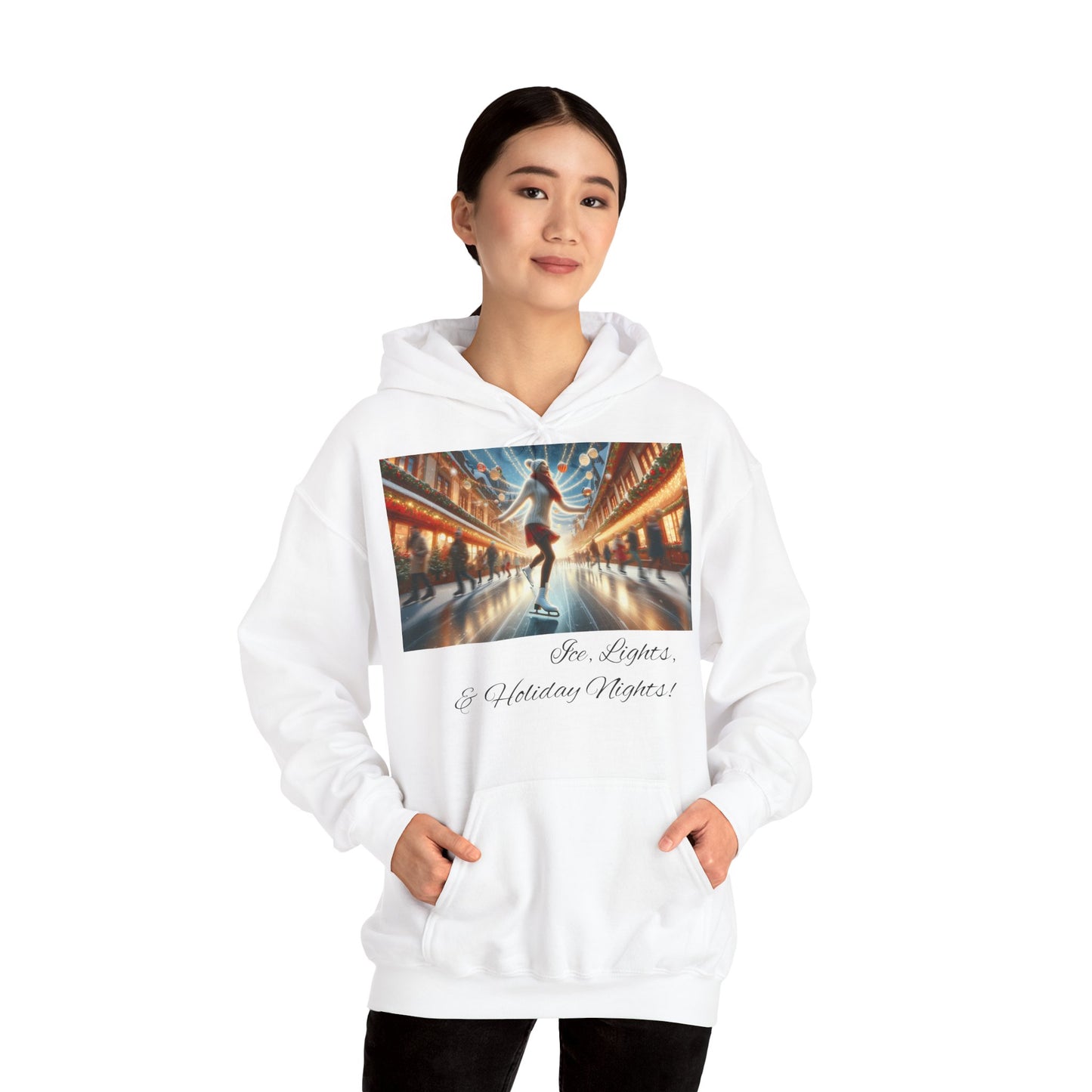 Women's Hooded Sweatshirt - Ice, Lights, & Holiday Nights! Design 02