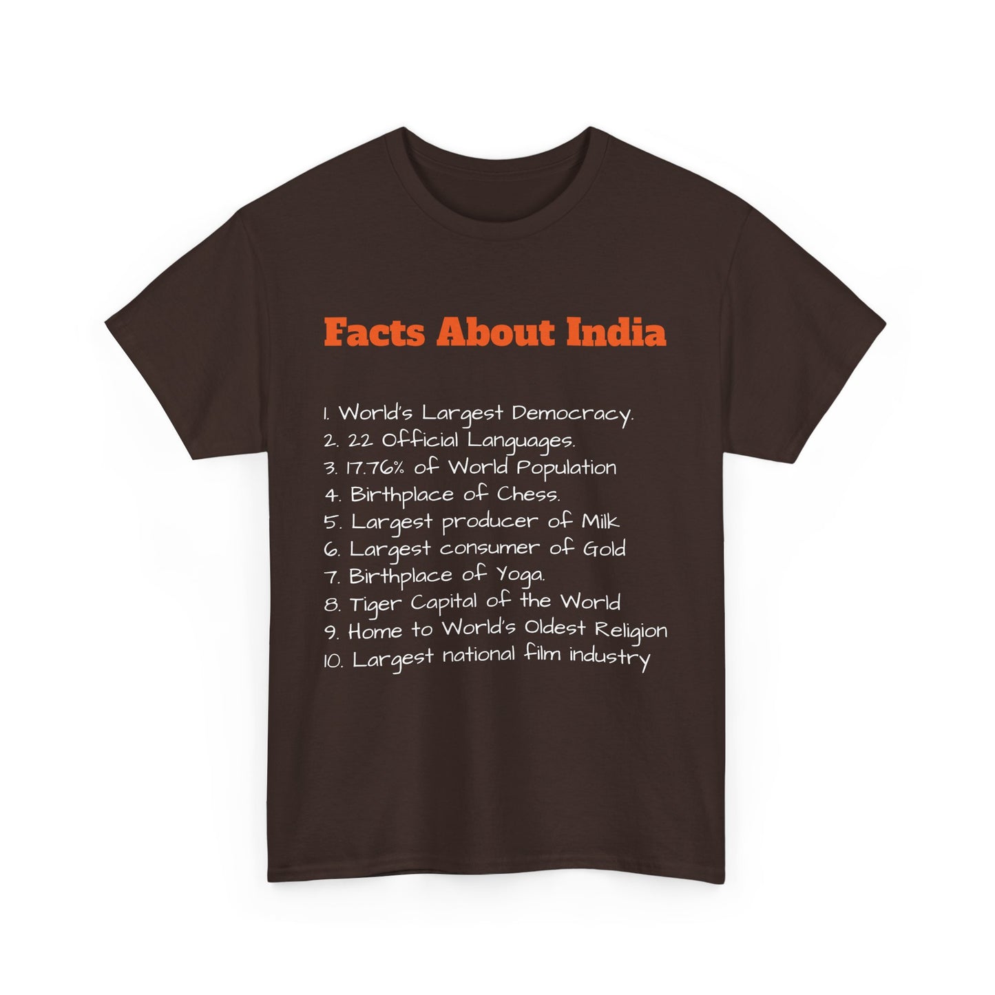 Unisex T-Shirt | Facts about India | Men's T-Shirt | Women's T-Shirt | Unisex Heavy Cotton Tee