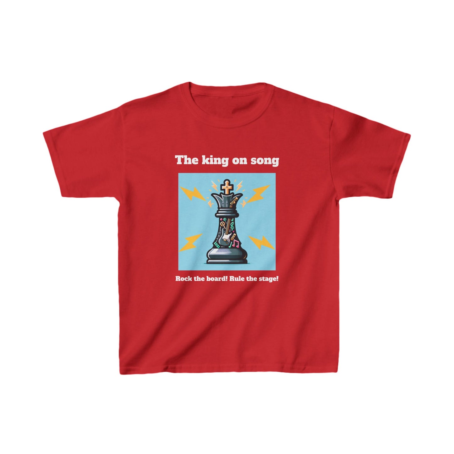 Boys' T-Shirt | The King on song. Rock the Board! Rule the Stage! | Bold & Stylish | Chess themed | Kids Heavy Cotton™ Tee