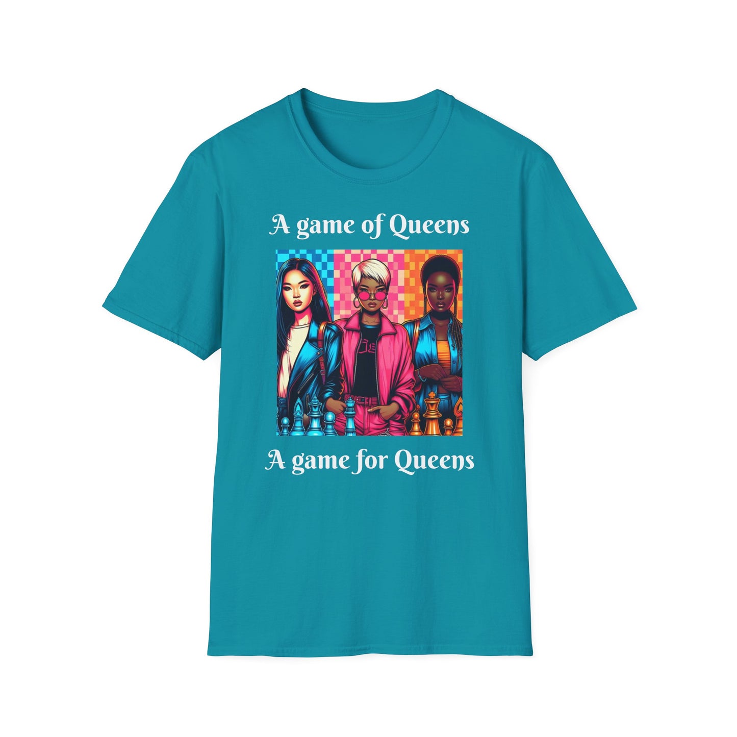 Women's T-Shirt | A Game of Queens. A Game for Queens. | Bold & Stylish | Chess themed | Women's Softstyle T-Shirt