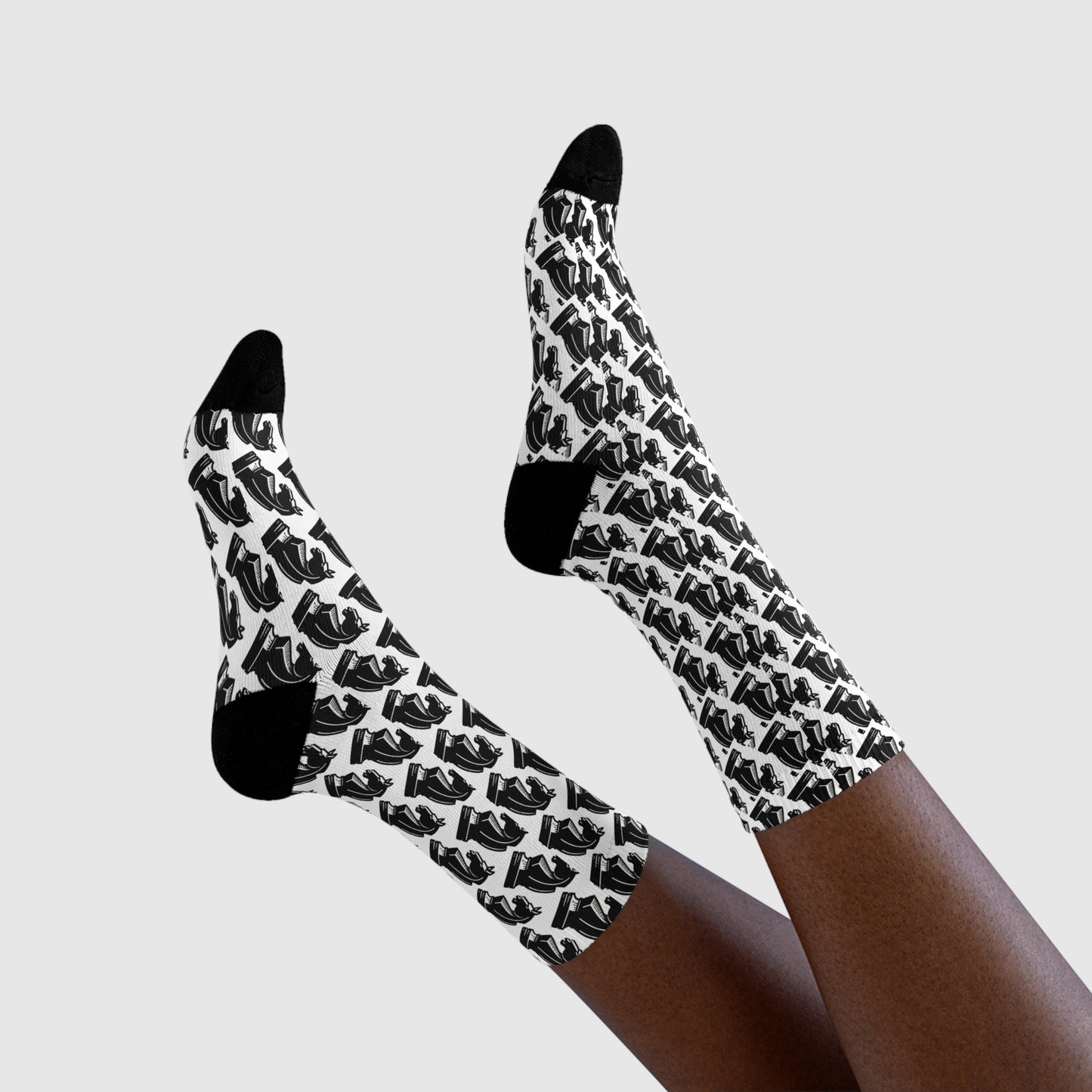 Fun Socks | Knight Army | Chess themed | Cool & Stylish Sublimation Crew Socks (EU)