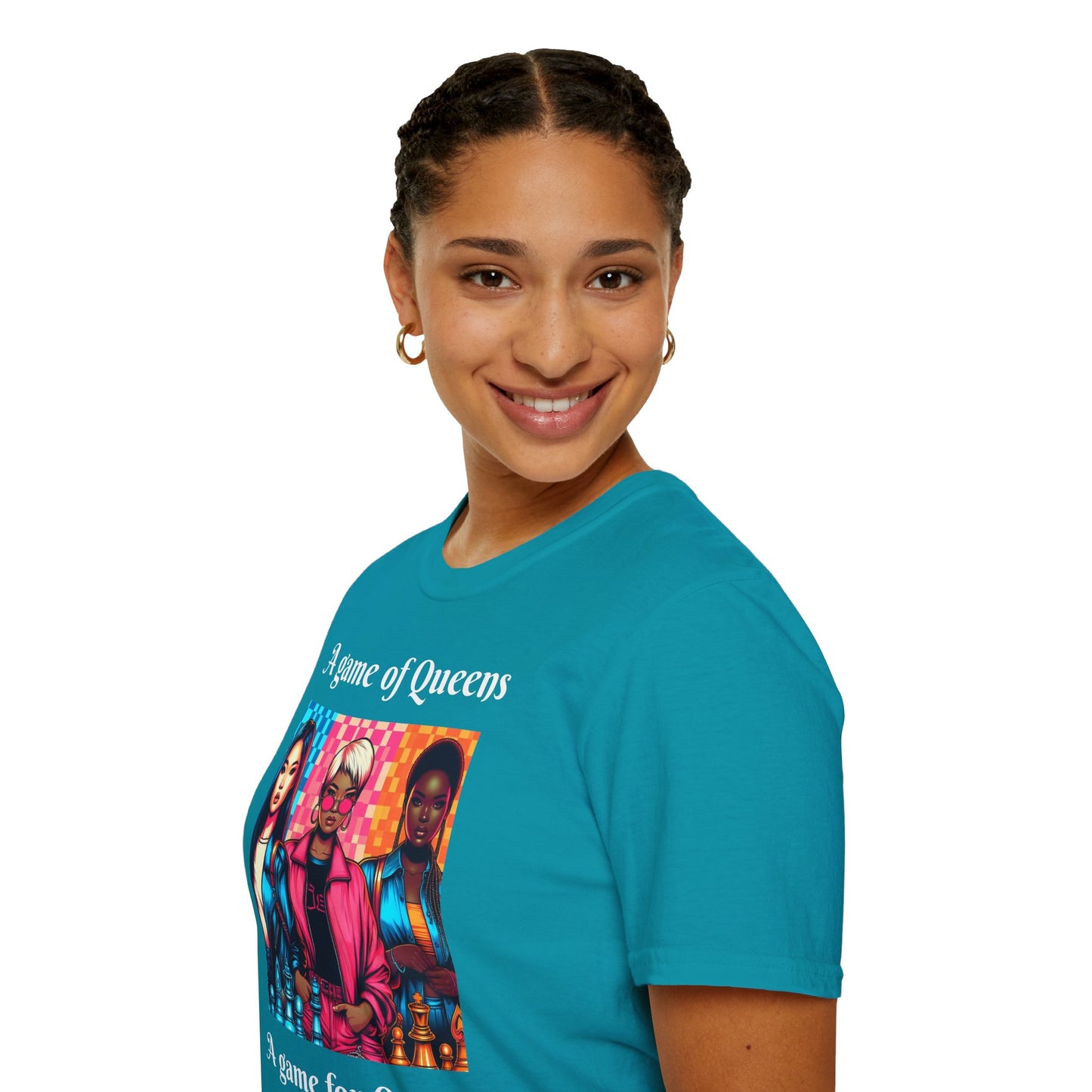 Women's T-Shirt | A Game of Queens. A Game for Queens. | Bold & Stylish | Chess themed | Women's Softstyle T-Shirt