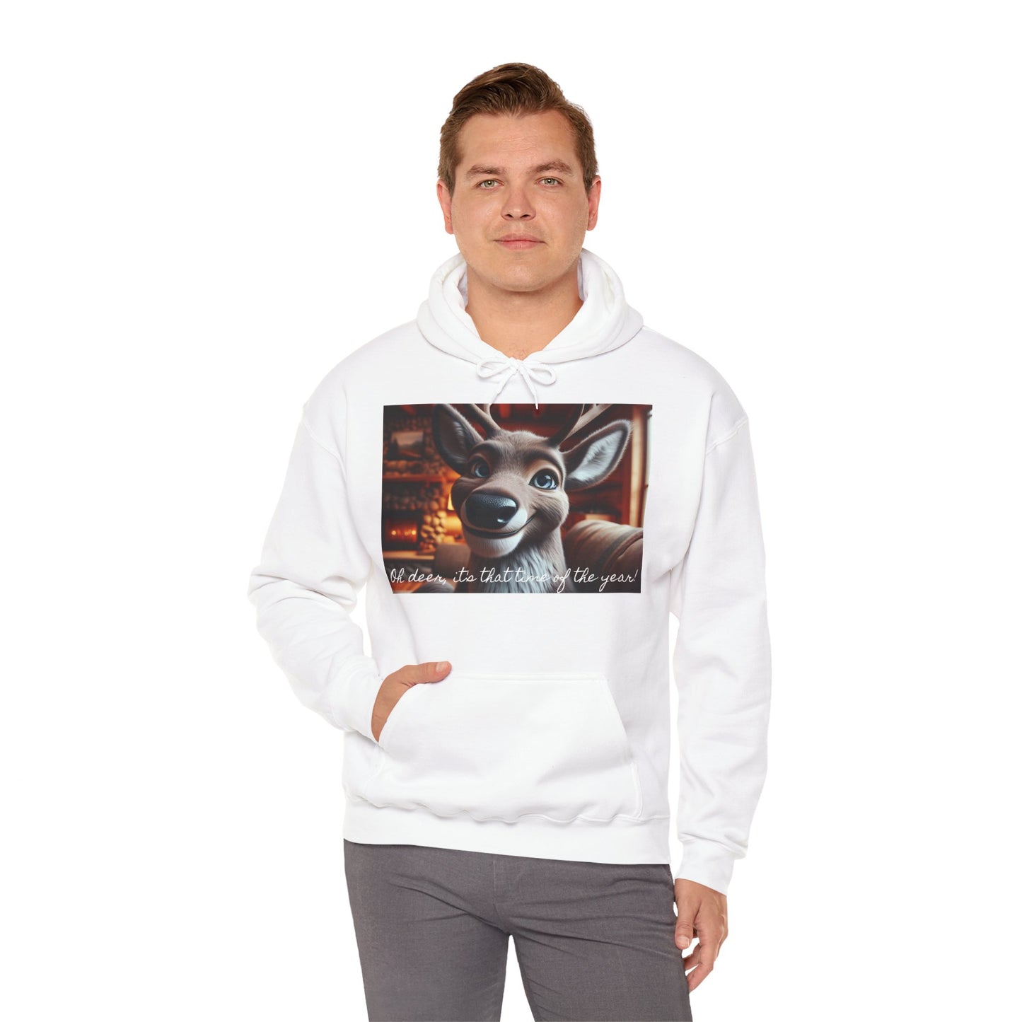 XXXL+ | Men's Hooded Sweatshirt - Oh deer, it's that time of the year!
