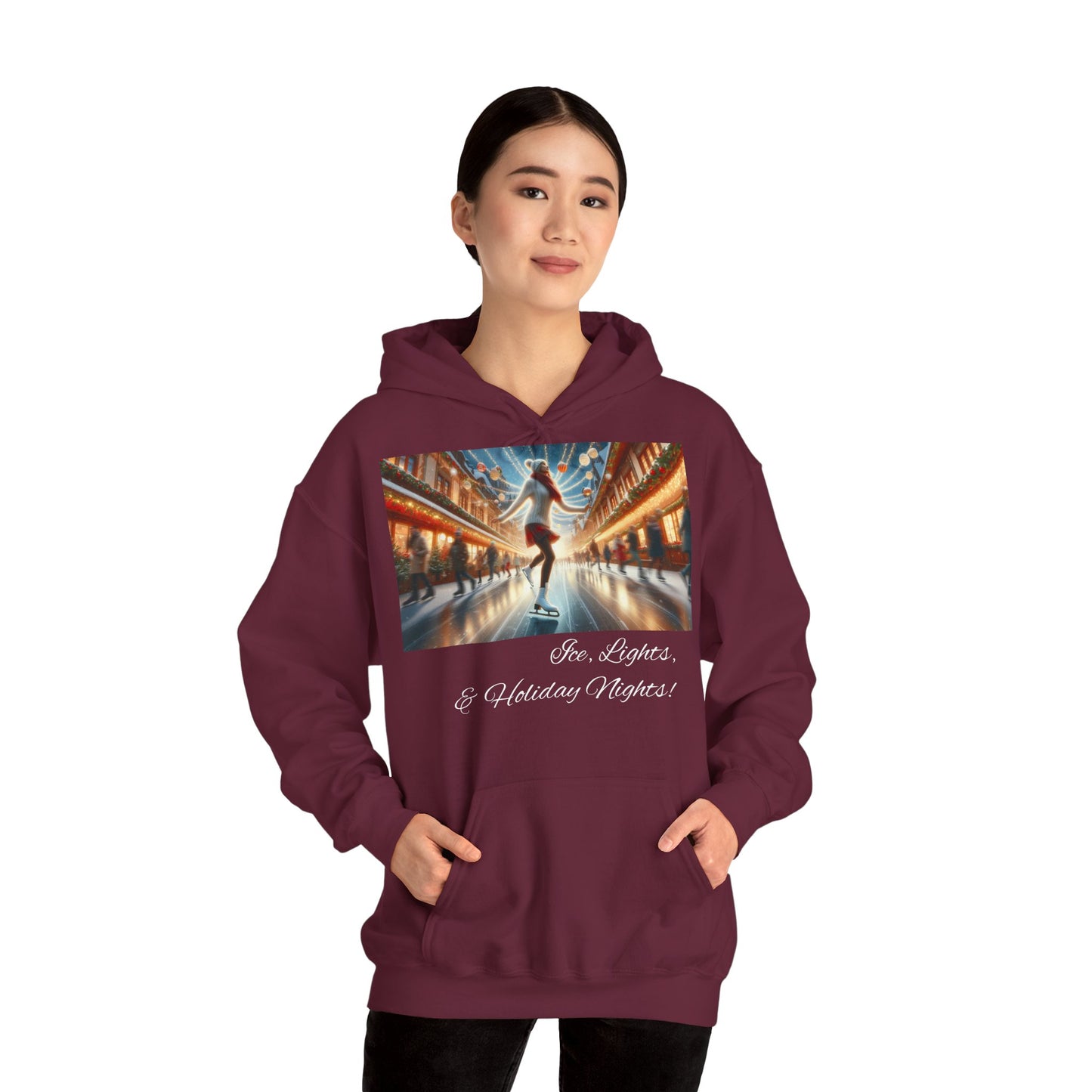 Women's Hooded Sweatshirt - Ice, Lights, & Holiday Nights! Design 02