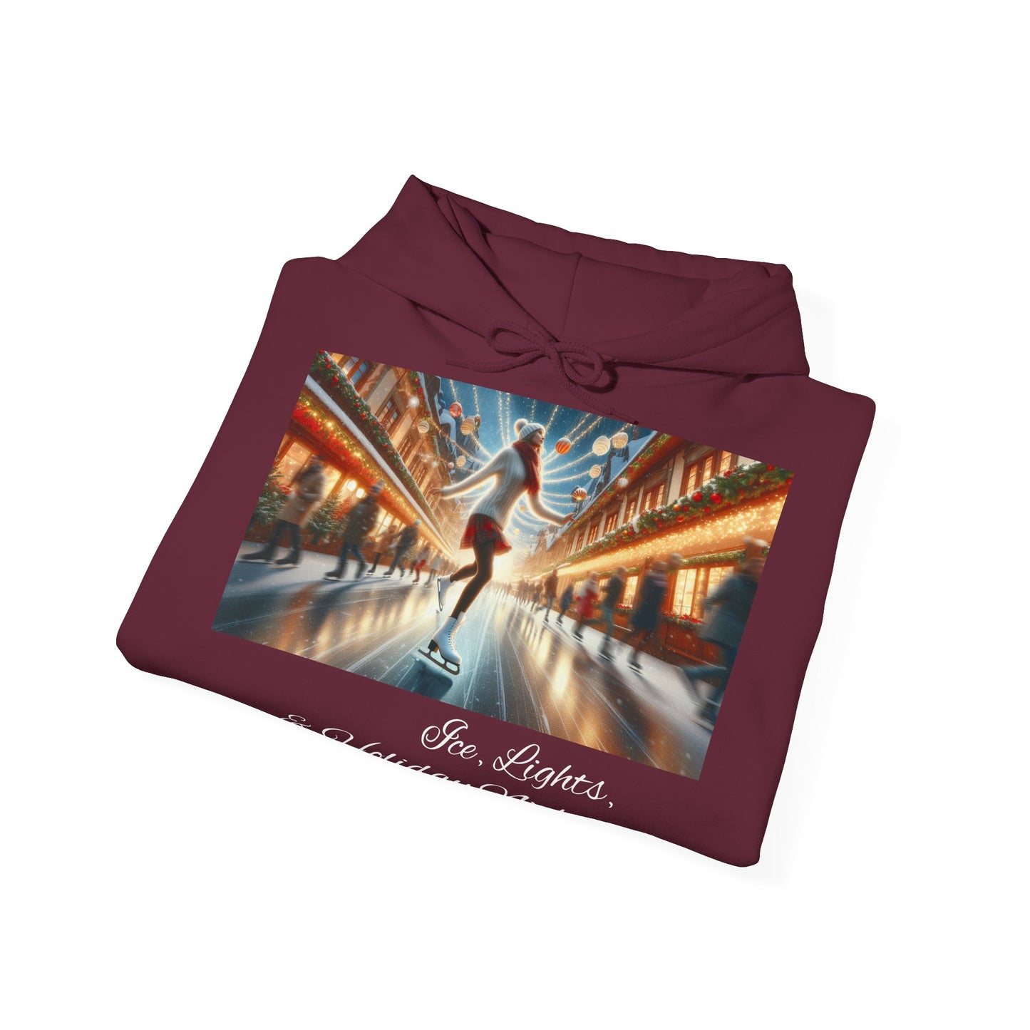 Women's Hooded Sweatshirt - Ice, Lights, & Holiday Nights! Design 02
