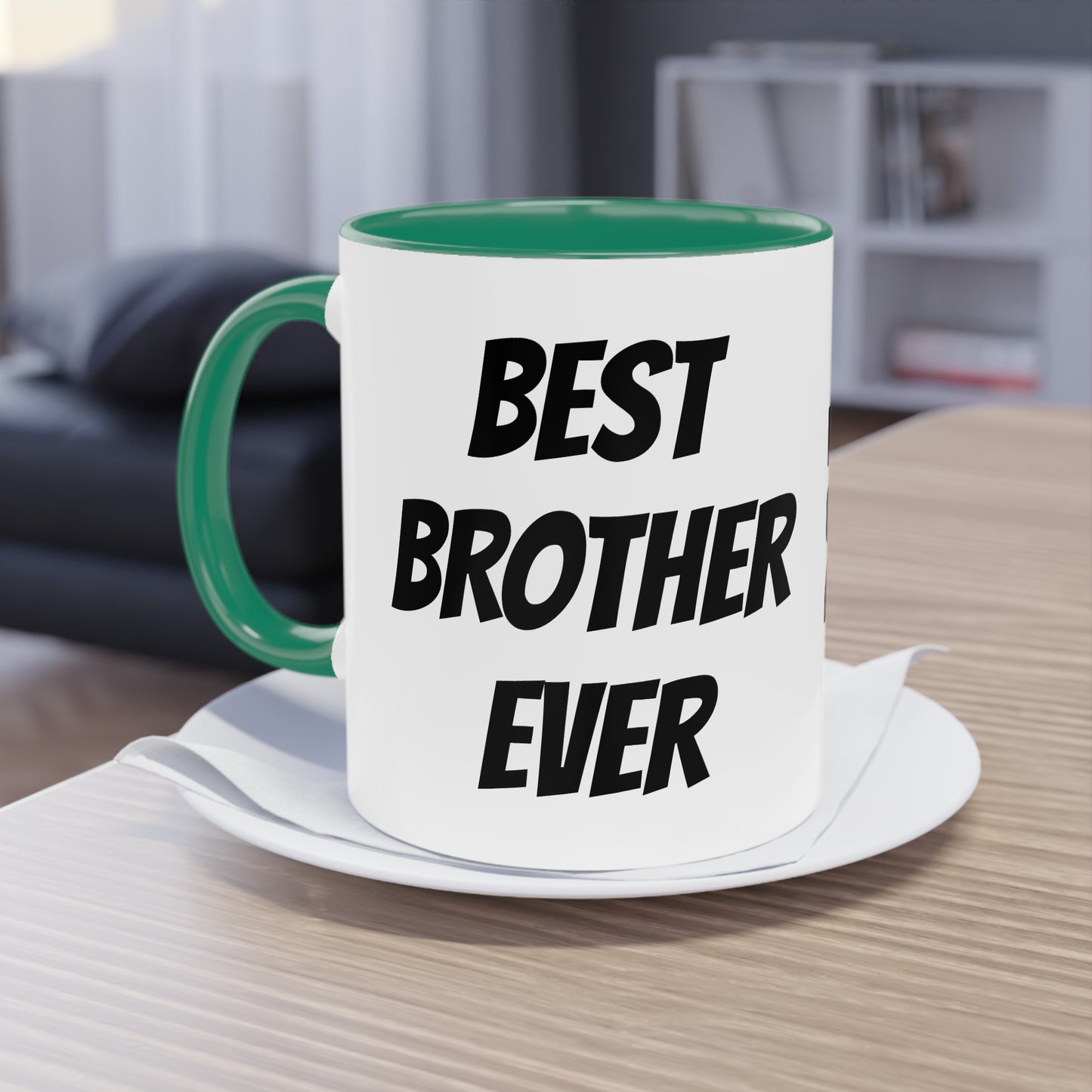 Mug | Coffee Mug | Protector. Guide. Ally. BEST BROTHER EVER | Two-Tone Coffee Mug, 11oz