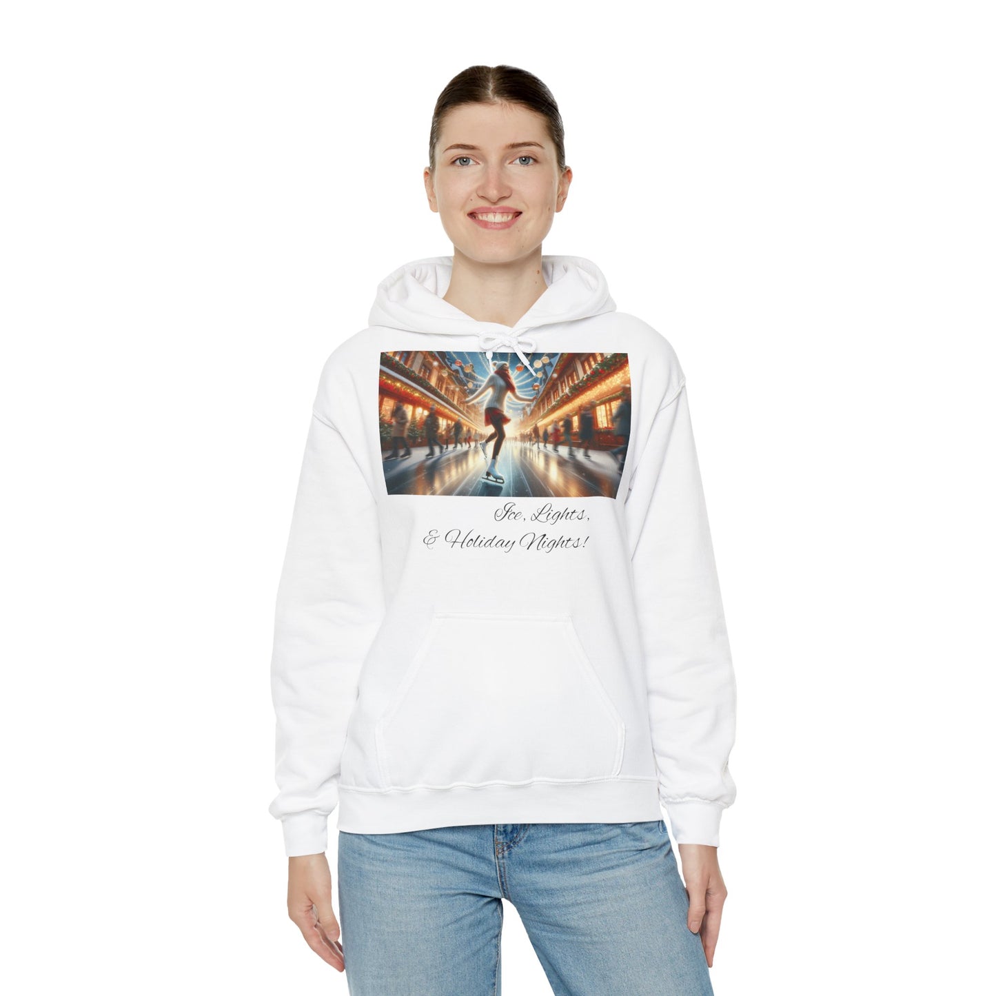 Women's Hooded Sweatshirt - Ice, Lights, & Holiday Nights! Design 02