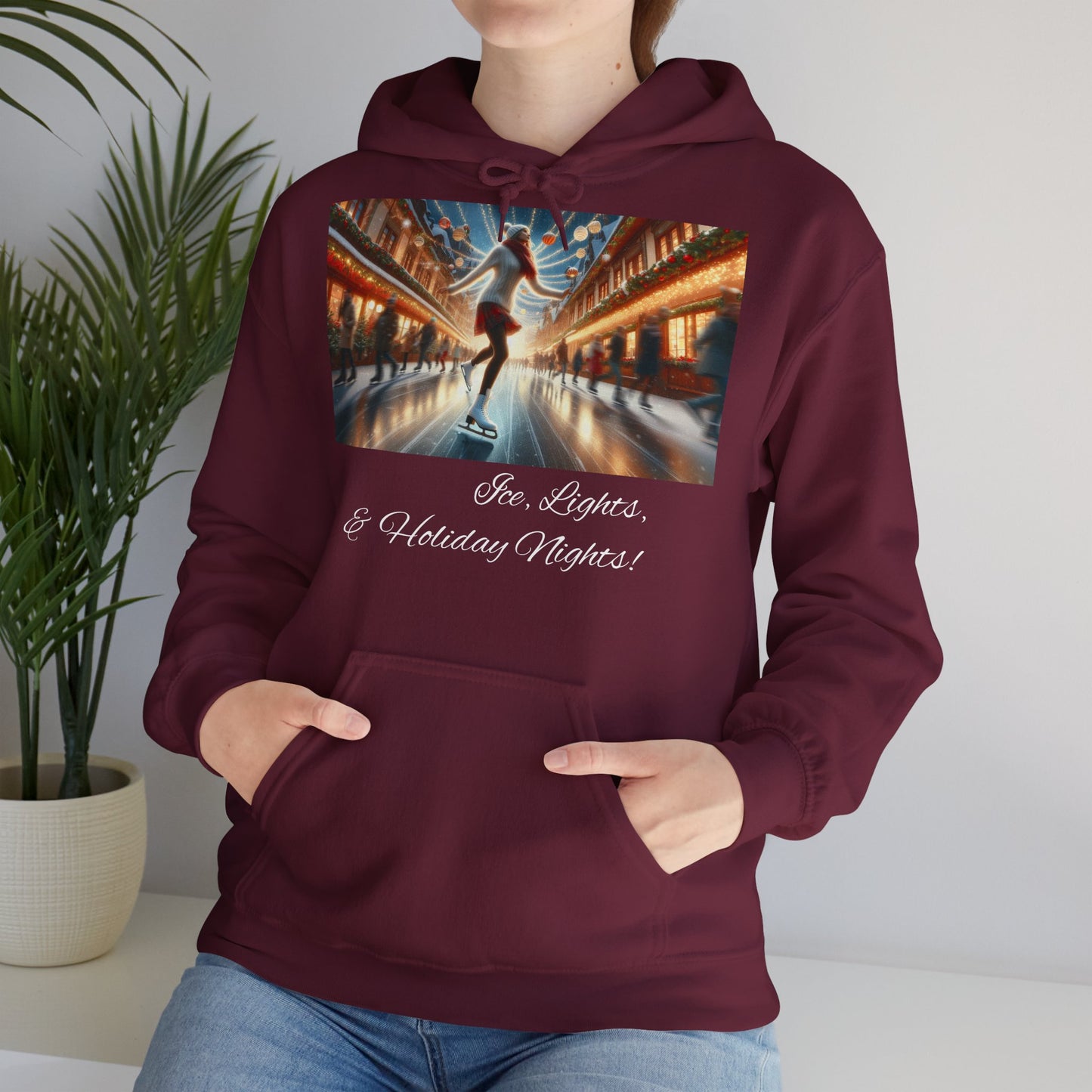 Women's Hooded Sweatshirt - Ice, Lights, & Holiday Nights! Design 02