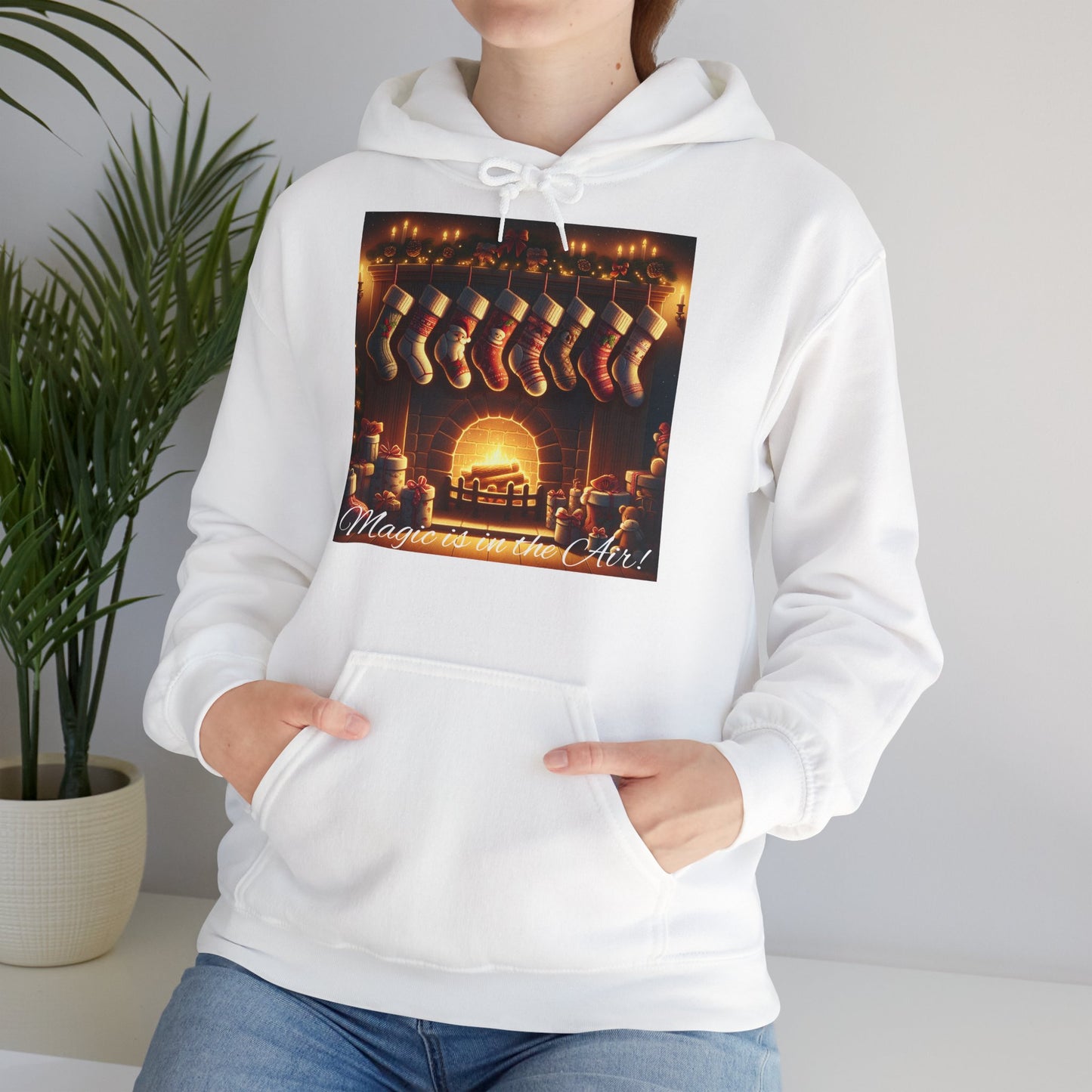 XXXL+ | Women's Hooded Sweatshirt - Magic is in the Air - Christmas Stockings Design