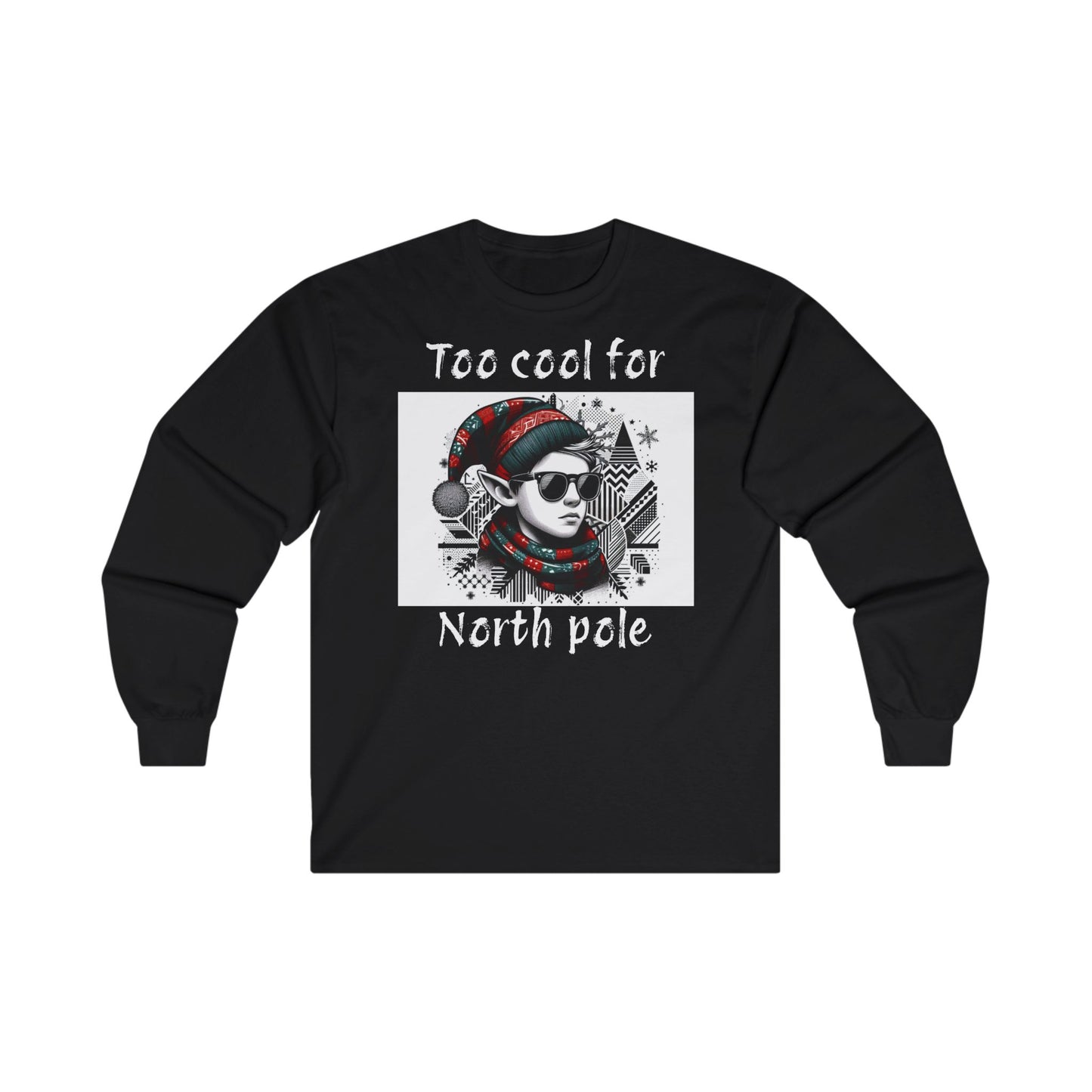 Teen Boys' Long Sleeve Tee - Cool Young Elf with Sunglasses 'Too cool for North pole'