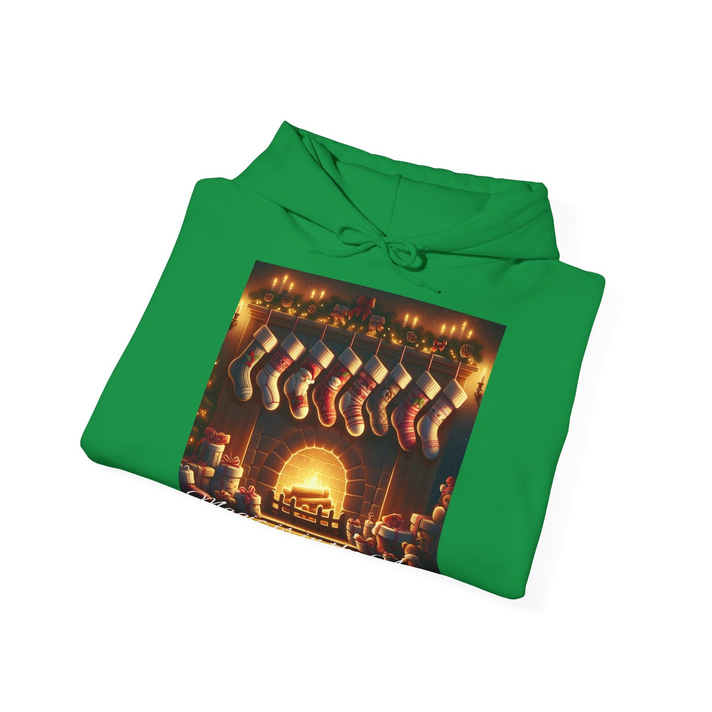 Men's Hooded Sweatshirt - Magic is in the Air - Christmas Stockings Design