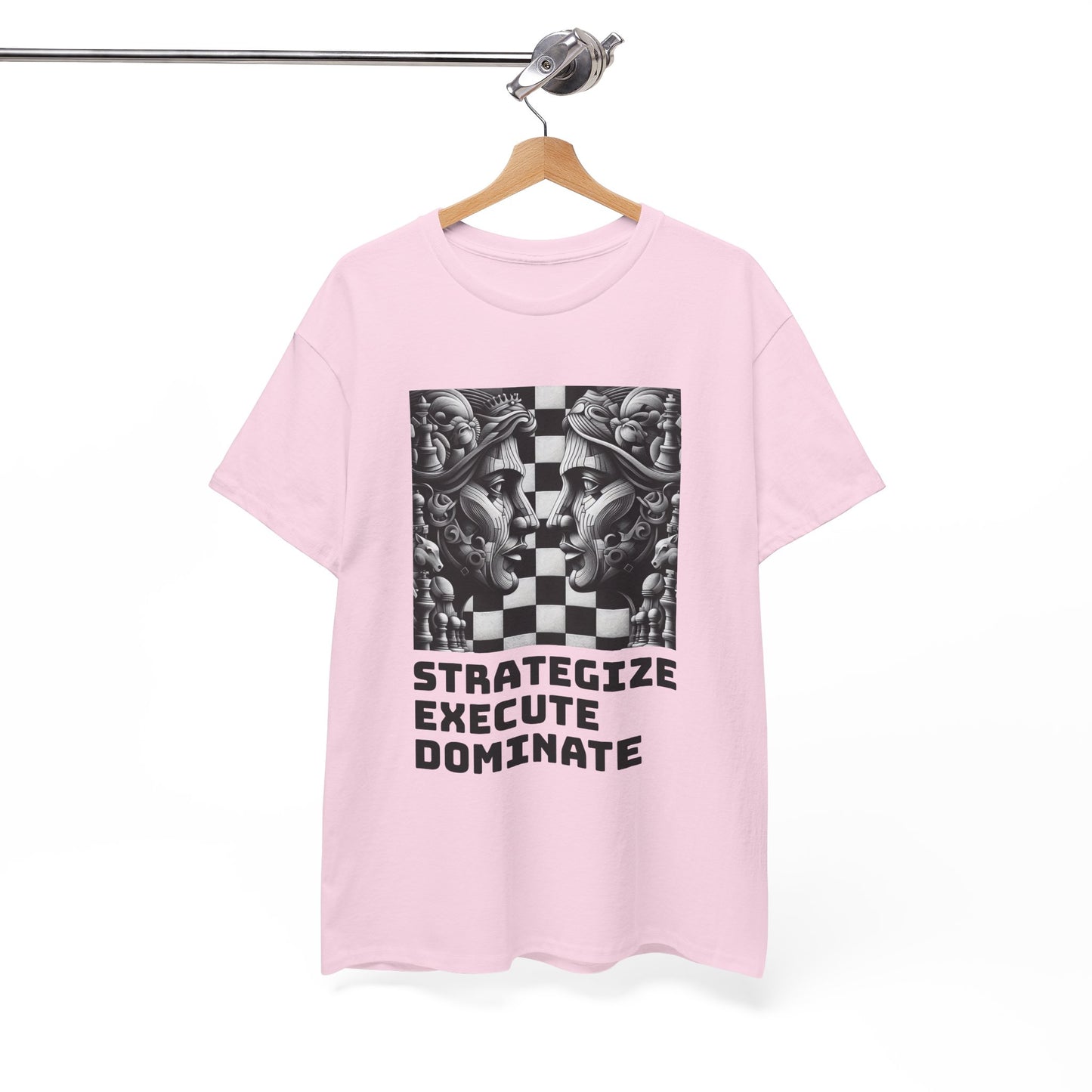 Women's T-Shirt | Strategize. Execute. Dominate. T-shirt | Bold | Chess themed | Women's Heavy Cotton Tee