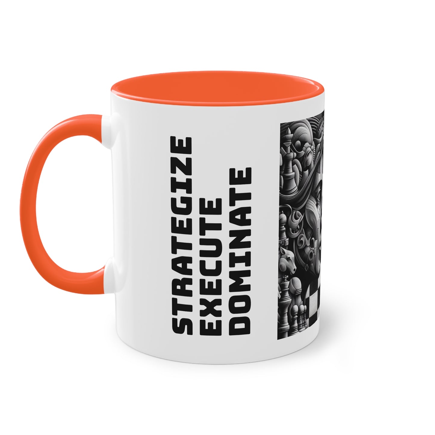 Coffee Mug | Chess themed Coffee Mug | Strategize. Execute. Dominate. Coffee Mug | Two-Tone Coffee Mug, 11oz