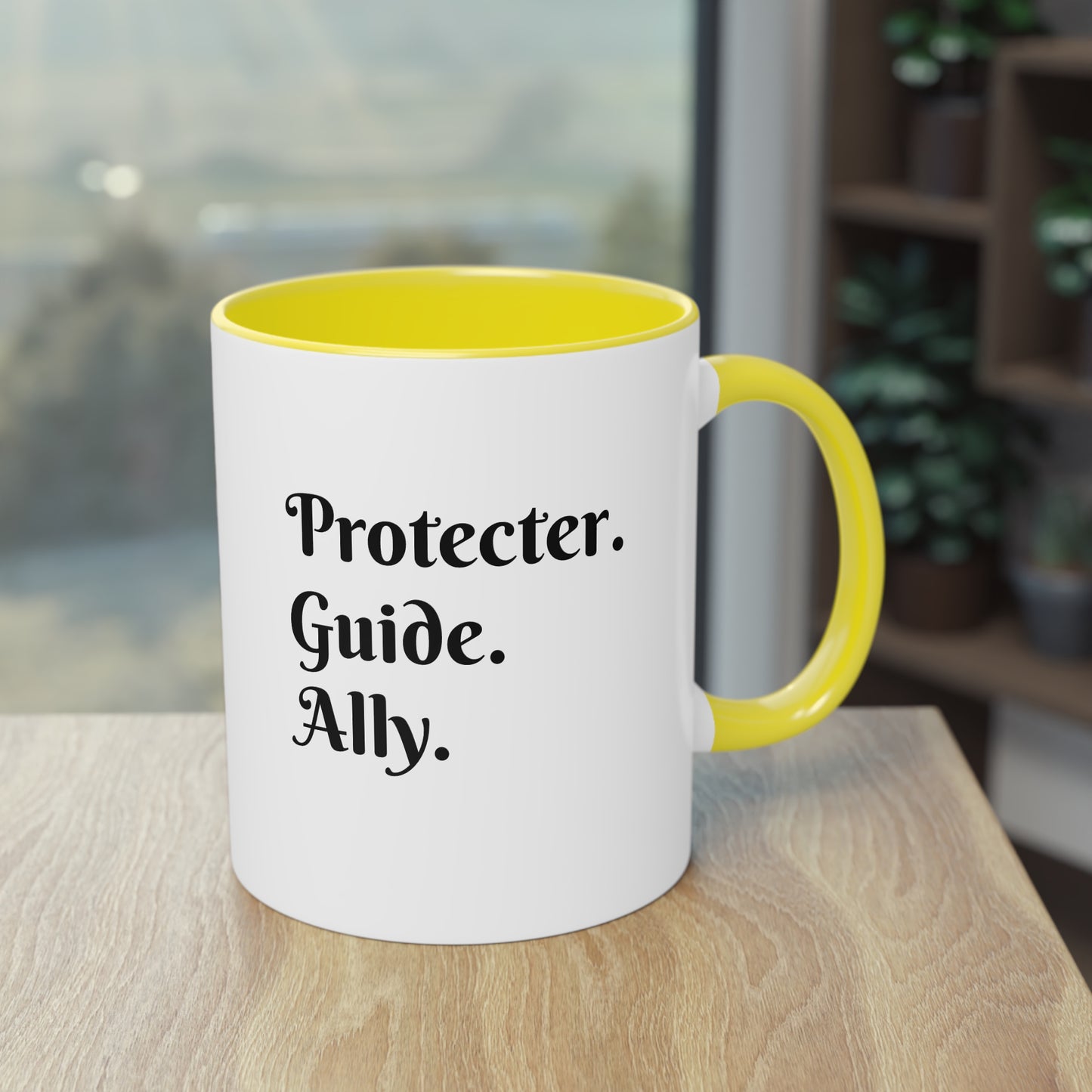 Coffee Mug | Protector. Guide. Ally. BEST SISTER EVER | Two-Tone Coffee Mug, 11oz