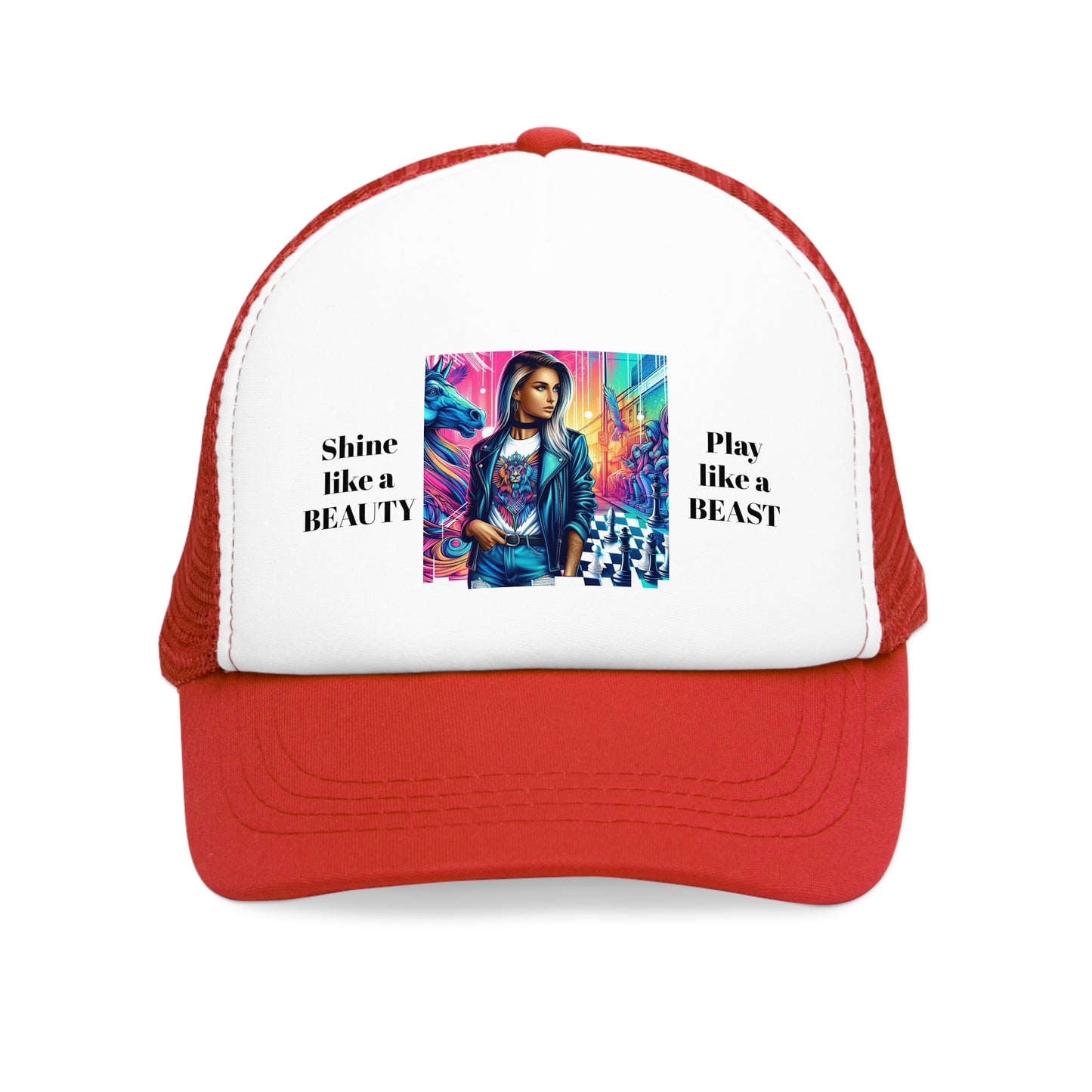 Womens' Cap | Girls' Cap | Shine like a Beauty, Play like a Beast | Chess Themed | Cool & Bold | Mesh Cap