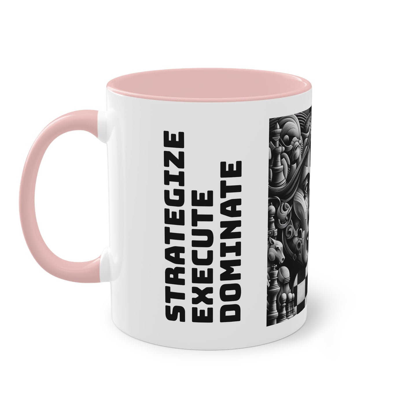 Coffee Mug | Chess themed Coffee Mug | Strategize. Execute. Dominate. Coffee Mug | Two-Tone Coffee Mug, 11oz