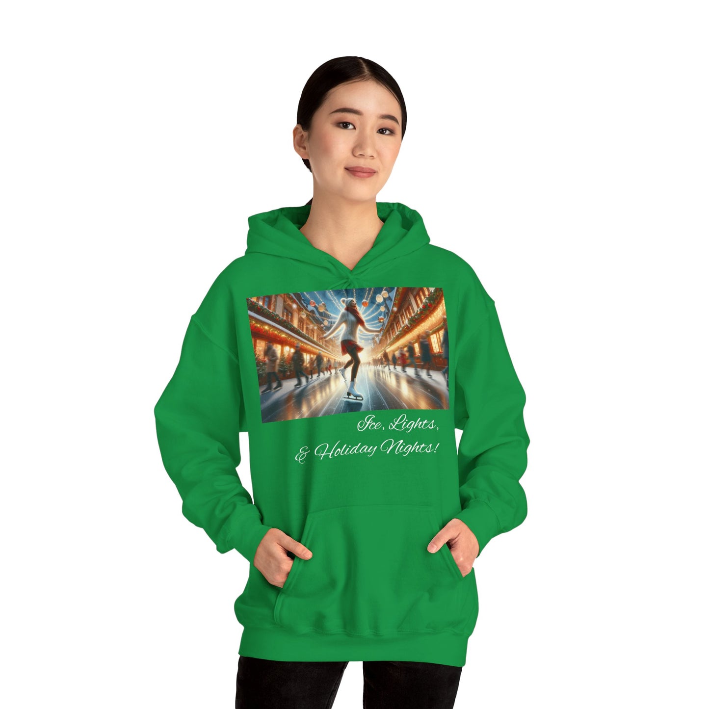 Women's Hooded Sweatshirt - Ice, Lights, & Holiday Nights! Design 02