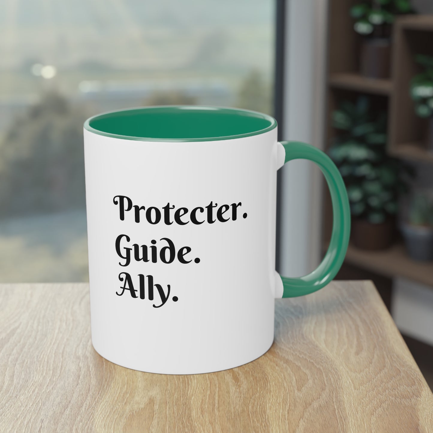 Coffee Mug | Protector. Guide. Ally. BEST SISTER EVER | Two-Tone Coffee Mug, 11oz