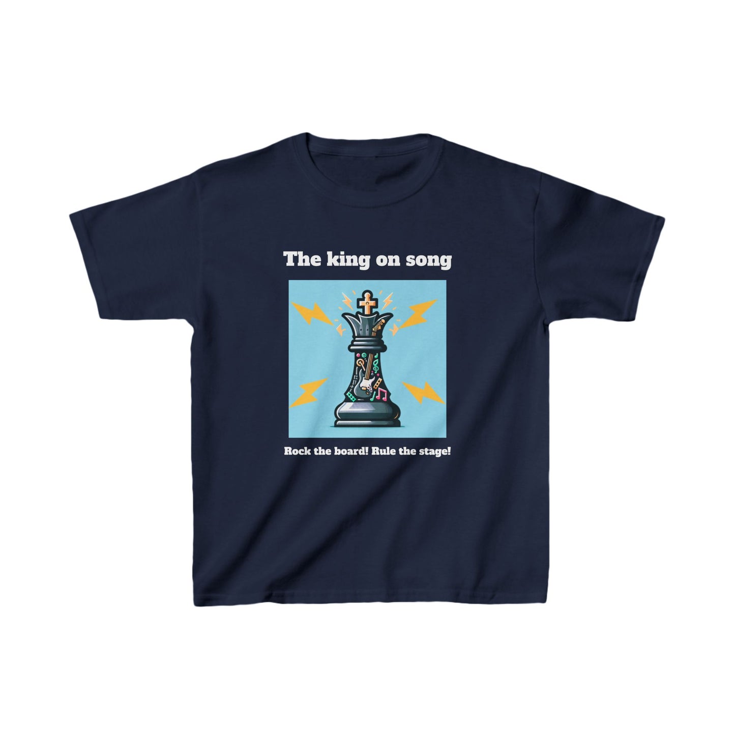 Boys' T-Shirt | The King on song. Rock the Board! Rule the Stage! | Bold & Stylish | Chess themed | Kids Heavy Cotton™ Tee