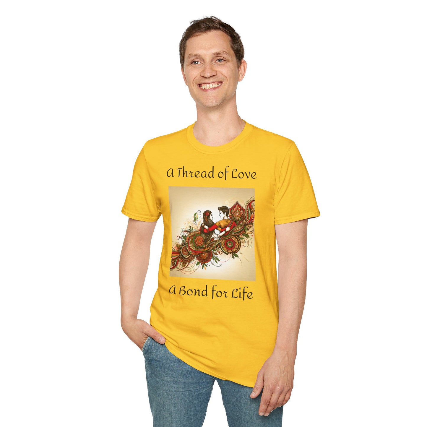 Men's T-Shirt | A Thread of Love. A Bond for Life | Brother & Sister | India Themed | Men's Softstyle T-Shirt