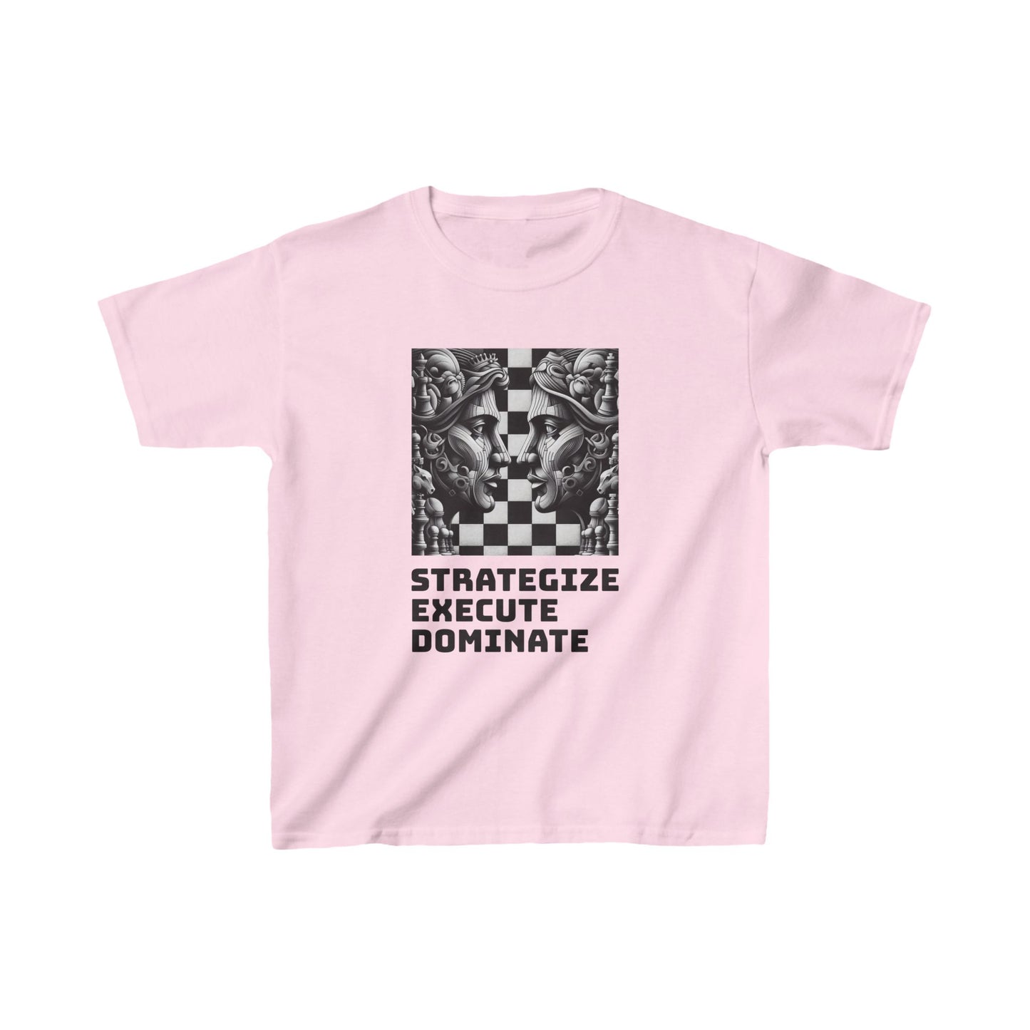 Kids' T-Shirt | Strategize. Execute. Dominate. T-shirt | Bold | Chess themed | Kids Heavy Cotton™ Tee