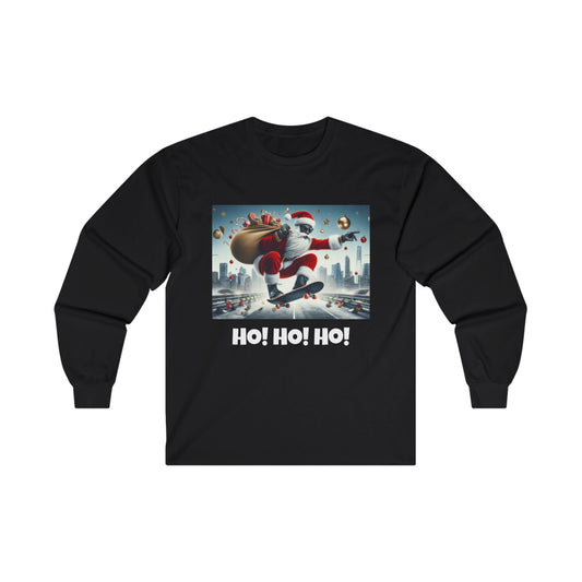 Teen Boys' Long Sleeve Tee - Stunning stunt by Santa on Skate board