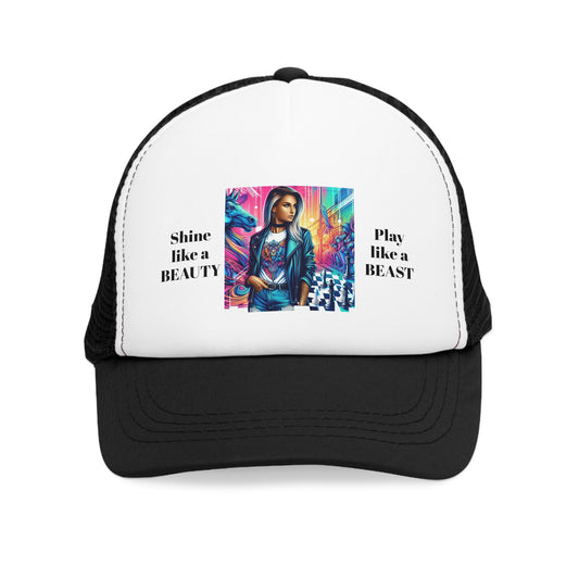 Womens' Cap | Girls' Cap | Shine like a Beauty, Play like a Beast | Chess Themed | Cool & Bold | Mesh Cap