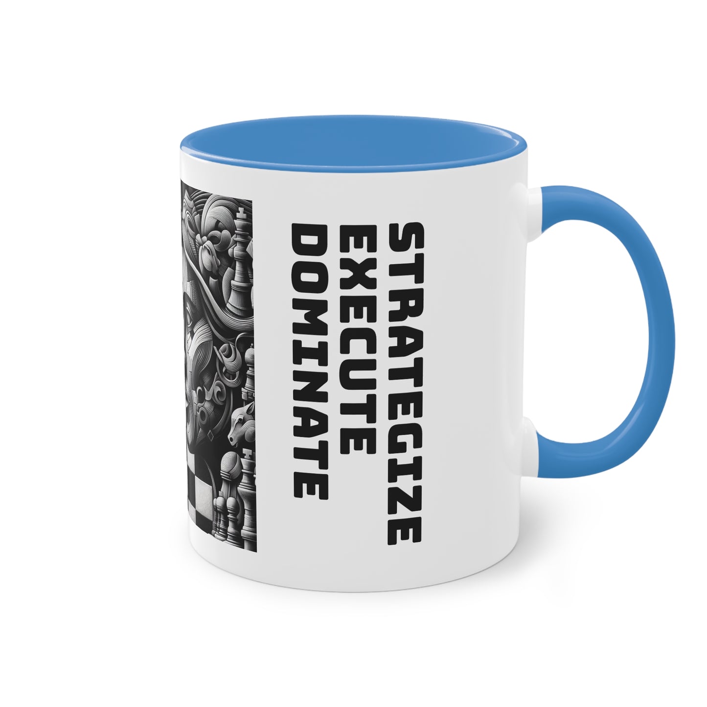Coffee Mug | Chess themed Coffee Mug | Strategize. Execute. Dominate. Coffee Mug | Two-Tone Coffee Mug, 11oz