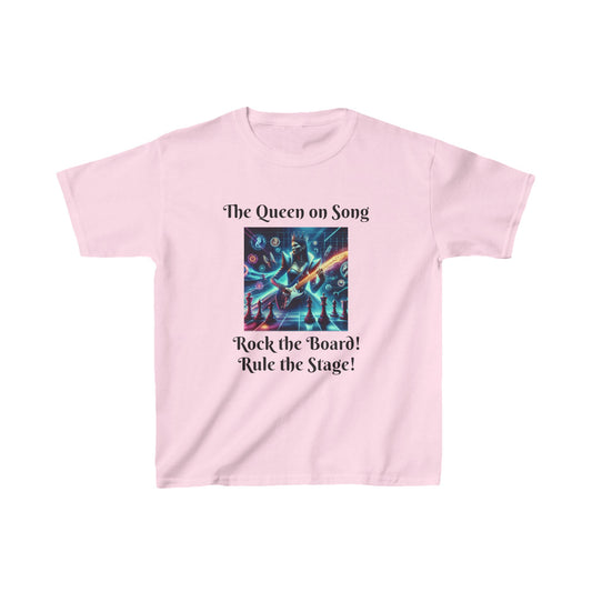 Girls' T-Shirt | The Queen on song. Rock the Board! Rule the Stage! | Bold & Stylish | Chess themed | Kids Heavy Cotton™ Tee